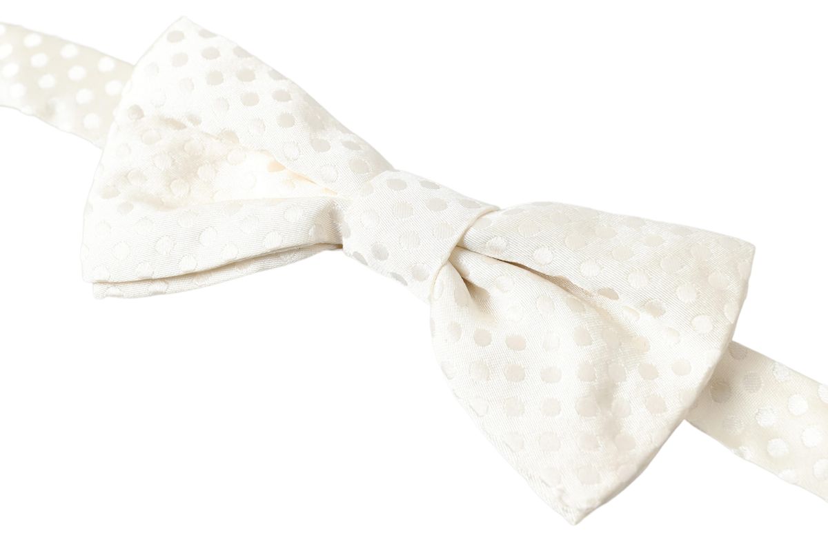 Dolce & Gabbana Elegant Ivory Fantasy Pattern Silk Bow Tie - Luksusmuotia Dolce & Gabbana - Tutustu YVES JAVANNI® 