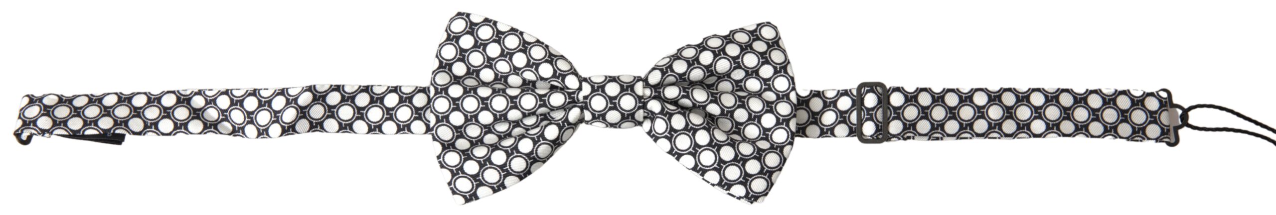 Dolce & Gabbana Elegant Silk Black and White Circle Bow Tie - Luksusmuotia Dolce & Gabbana - Tutustu YVES JAVANNI® 