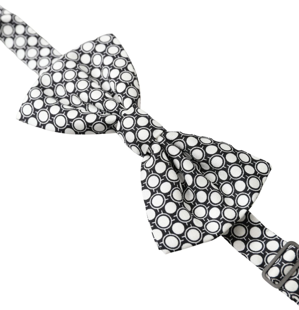 Dolce & Gabbana Elegant Silk Black and White Circle Bow Tie - Luksusmuotia Dolce & Gabbana - Tutustu YVES JAVANNI® 