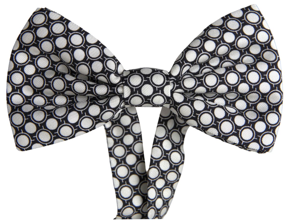 Dolce & Gabbana Elegant Silk Black and White Circle Bow Tie - Luksusmuotia Dolce & Gabbana - Tutustu YVES JAVANNI® 