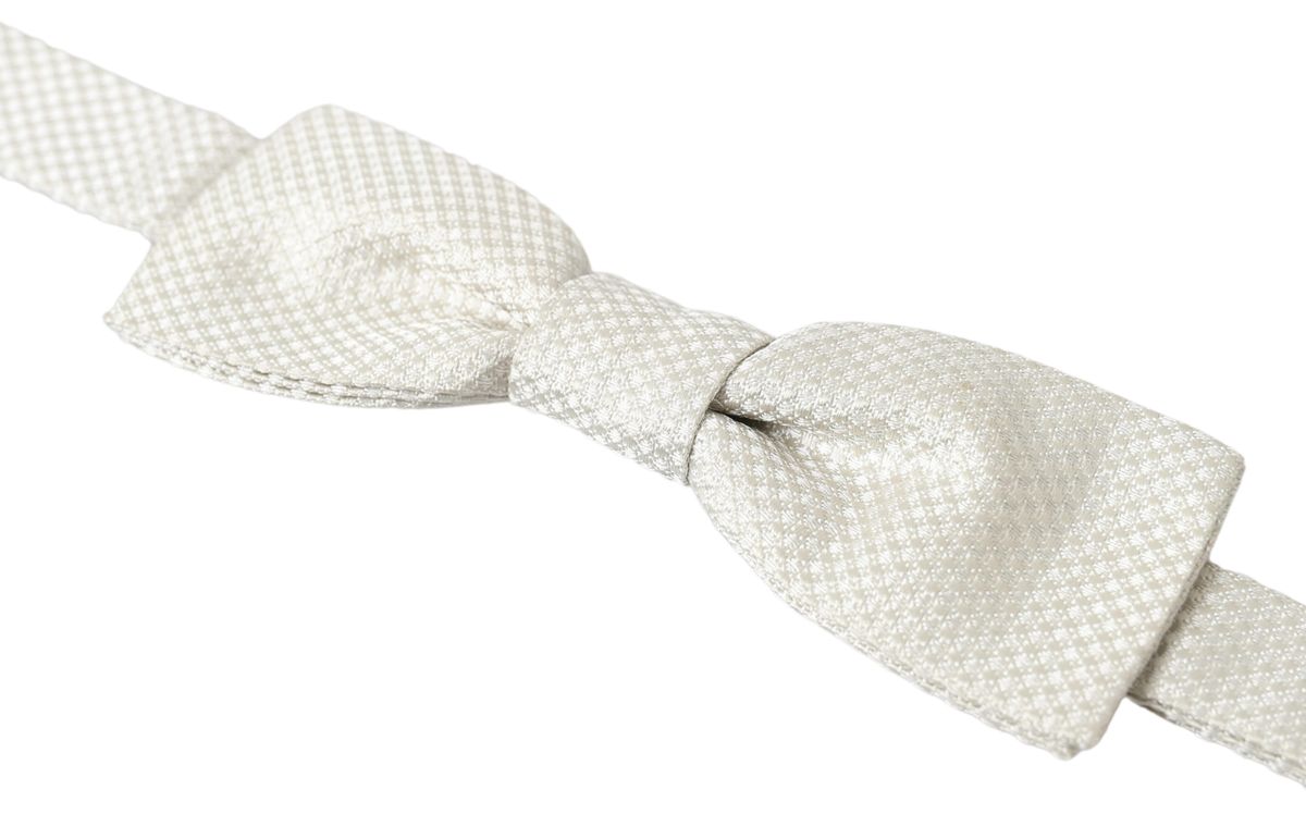 Dolce & Gabbana Elegant Ivory Silk Bow Tie - Luksusmuotia Dolce & Gabbana - Tutustu YVES JAVANNI® 