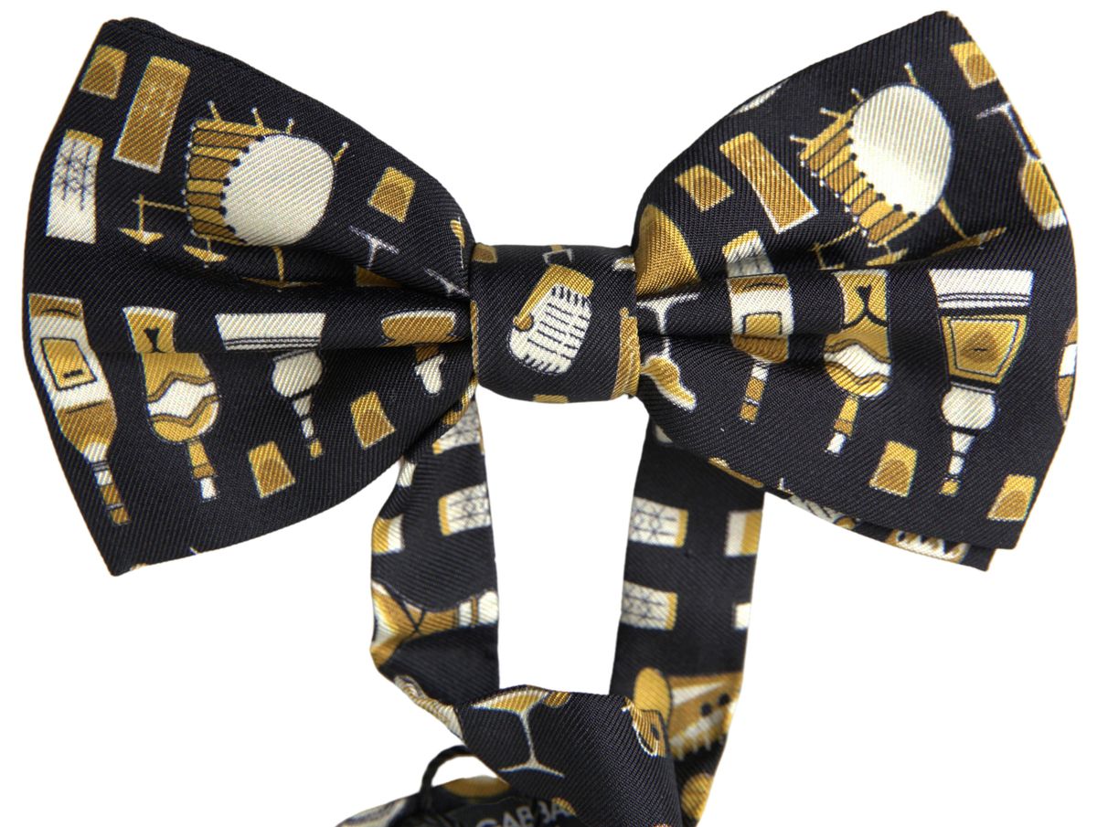 Dolce & Gabbana Elegant Black Silk Bow Tie - Luksusmuotia Dolce & Gabbana - Tutustu YVES JAVANNI® 