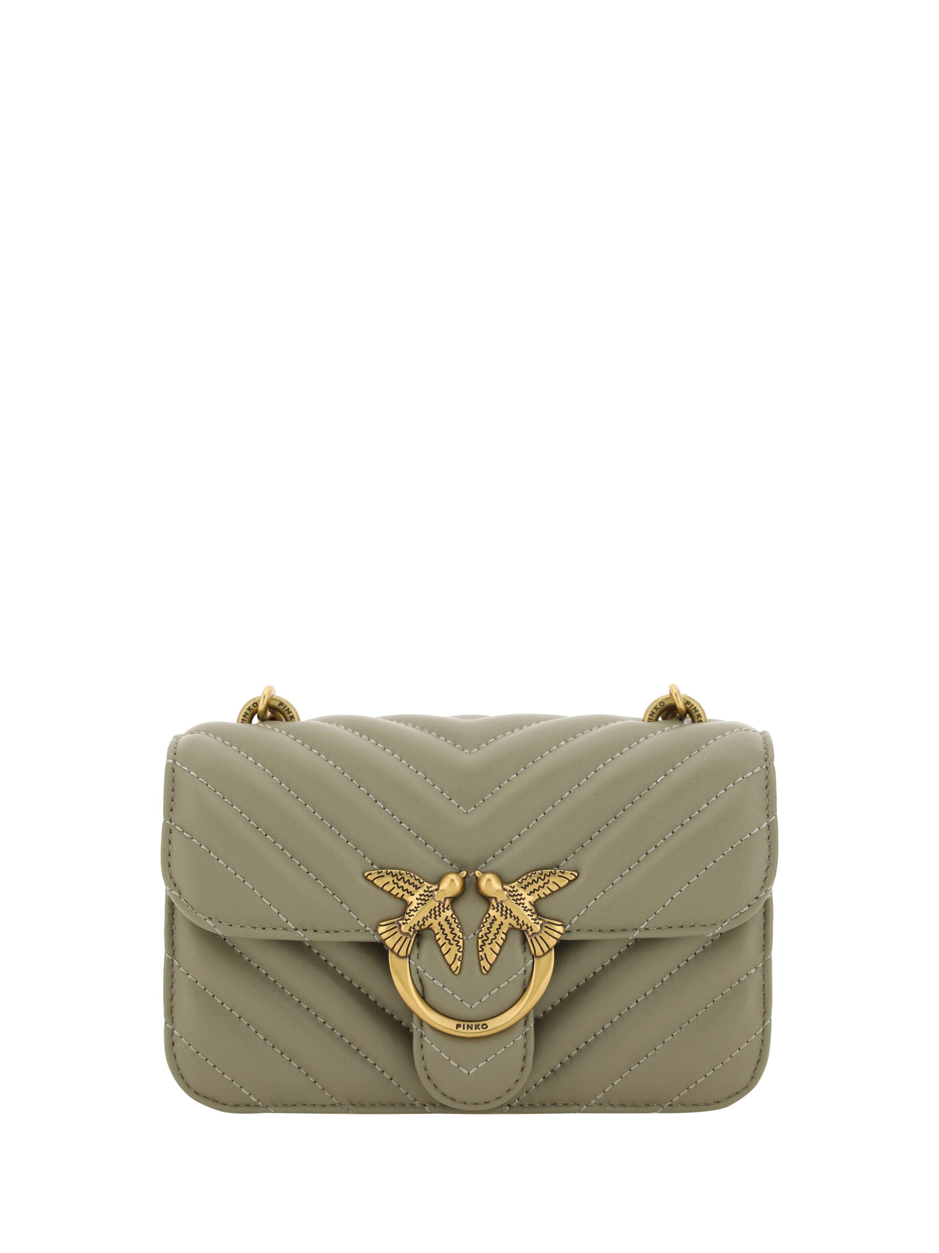 PINKO Chic Mini Love Bell Shoulder Bag in Noce Green - Luksuslaukut ja asusteet PINKO - Tutustu YVES JAVANNI® 