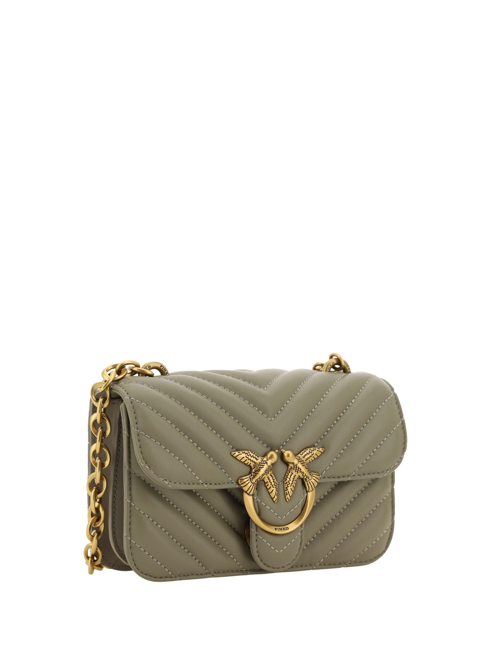 PINKO Chic Mini Love Bell Shoulder Bag in Noce Green - Luksuslaukut ja asusteet PINKO - Tutustu YVES JAVANNI® 