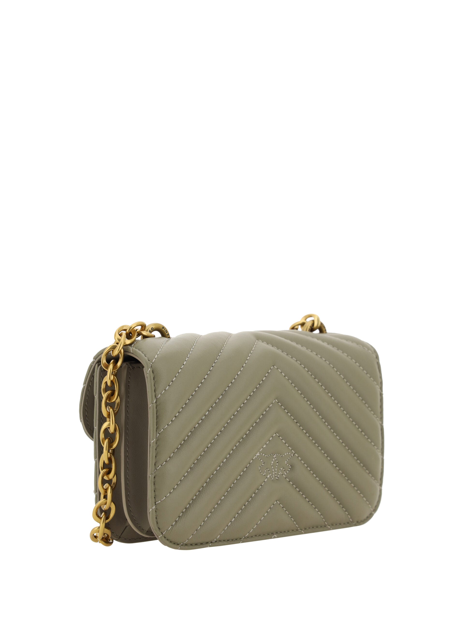 PINKO Chic Mini Love Bell Shoulder Bag in Noce Green - Luksuslaukut ja asusteet PINKO - Tutustu YVES JAVANNI® 