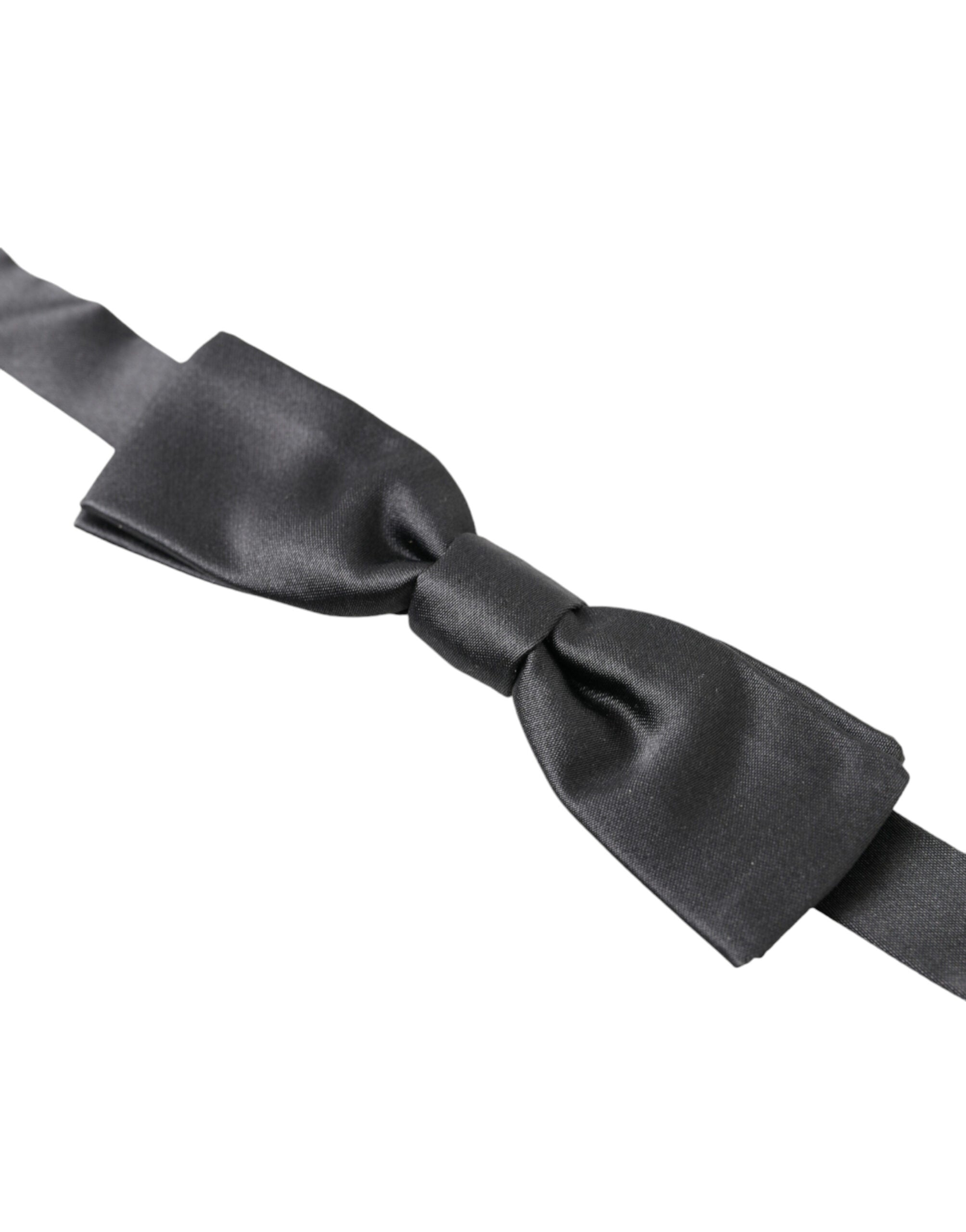 Dolce & Gabbana Elegant Dark Anthracite Silk Bow Tie - Luksusmuotia Dolce & Gabbana - Tutustu YVES JAVANNI® 