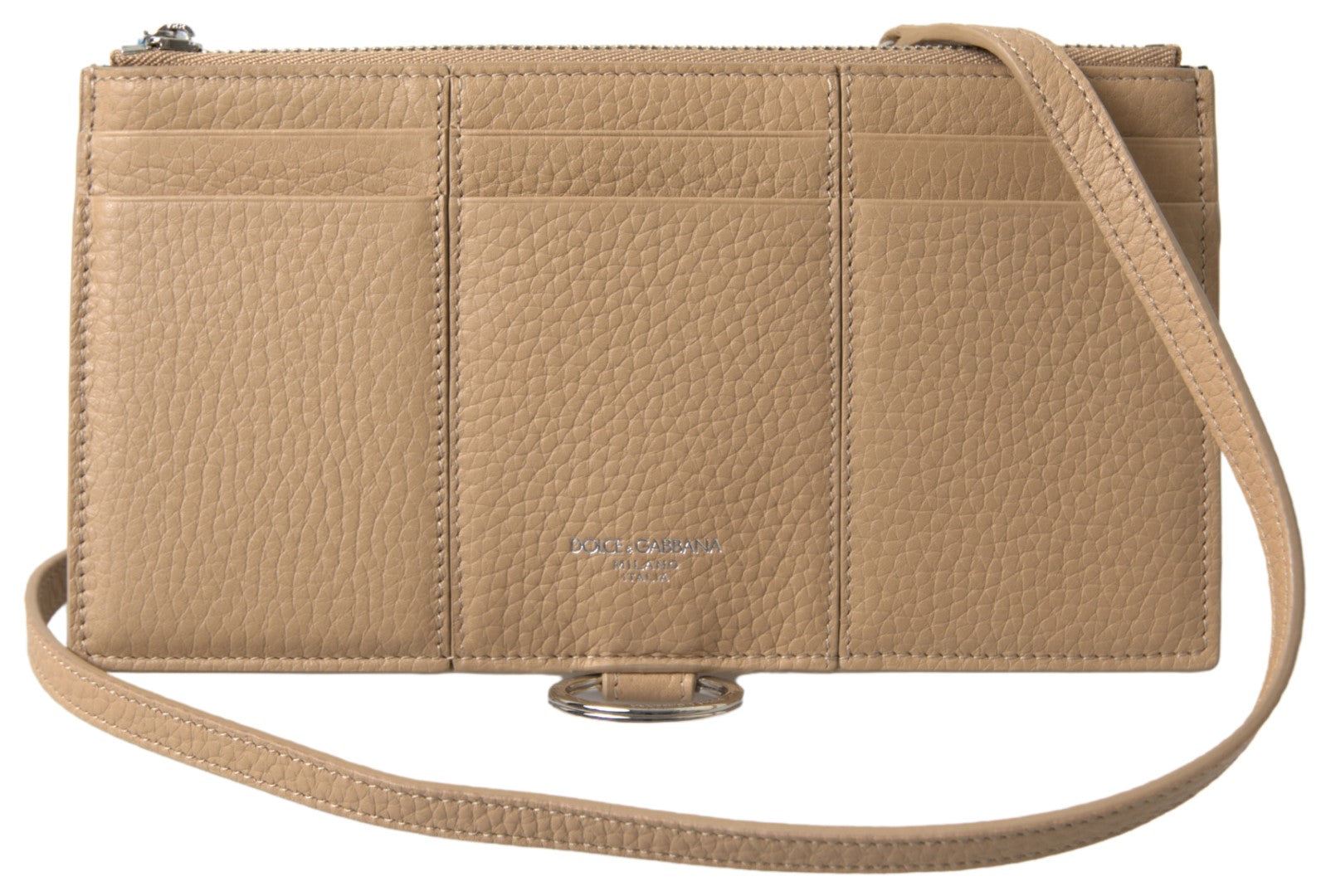 Dolce & Gabbana Elegant Beige Leather Wallet with Detachable Strap - Luksusmuotia Dolce & Gabbana - Tutustu YVES JAVANNI® 