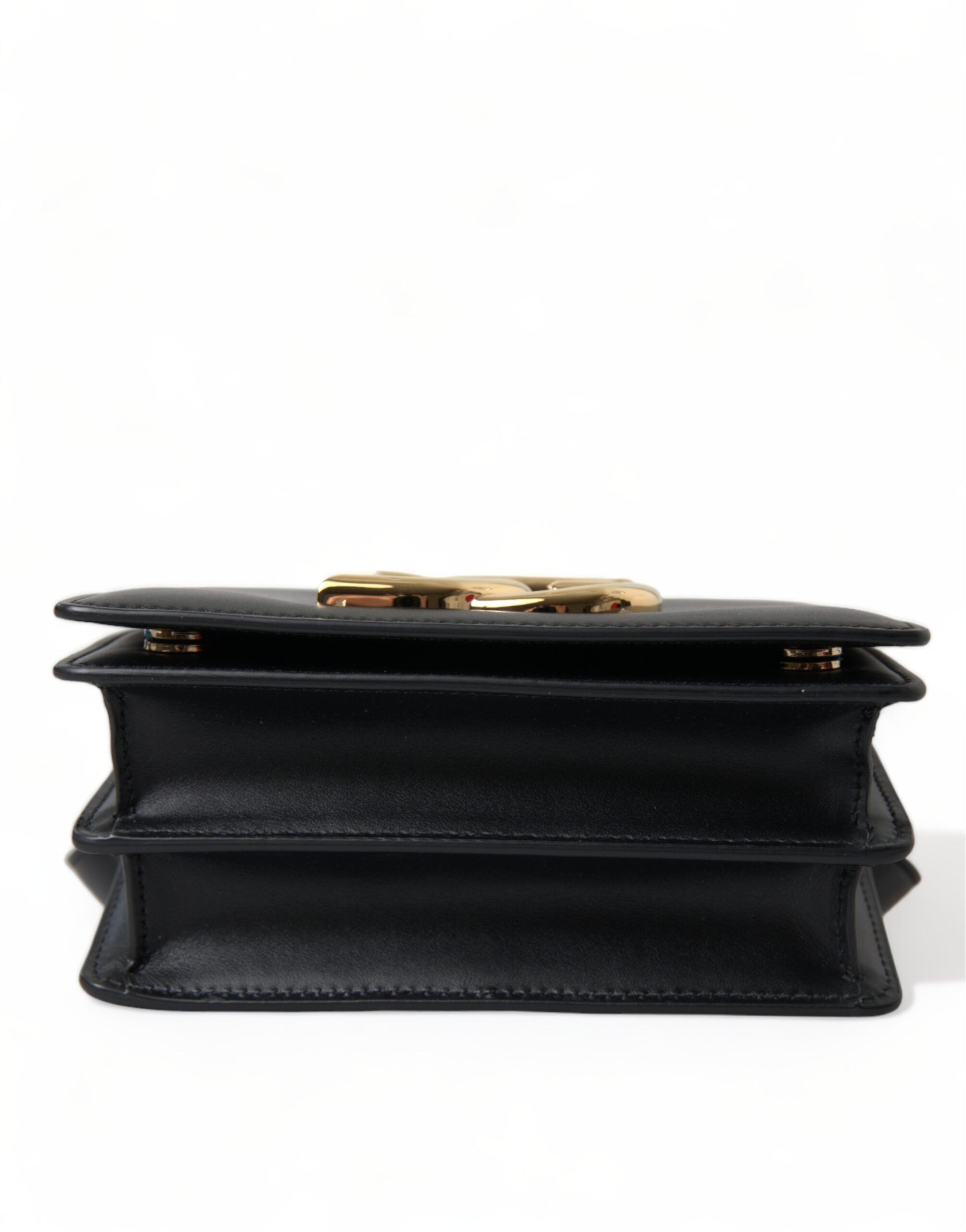 Dolce & Gabbana Elegant Black Leather Belt Bag with Gold Accents - Luksusmuotia Dolce & Gabbana - Tutustu YVES JAVANNI® 