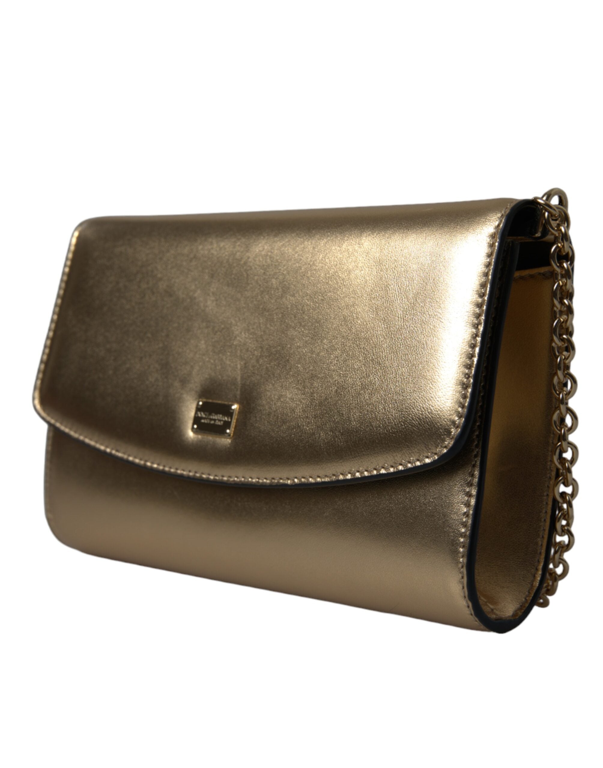 Dolce & Gabbana Elegant Metallic Gold Leather Crossbody Purse - Luksusmuotia Dolce & Gabbana - Tutustu YVES JAVANNI® 