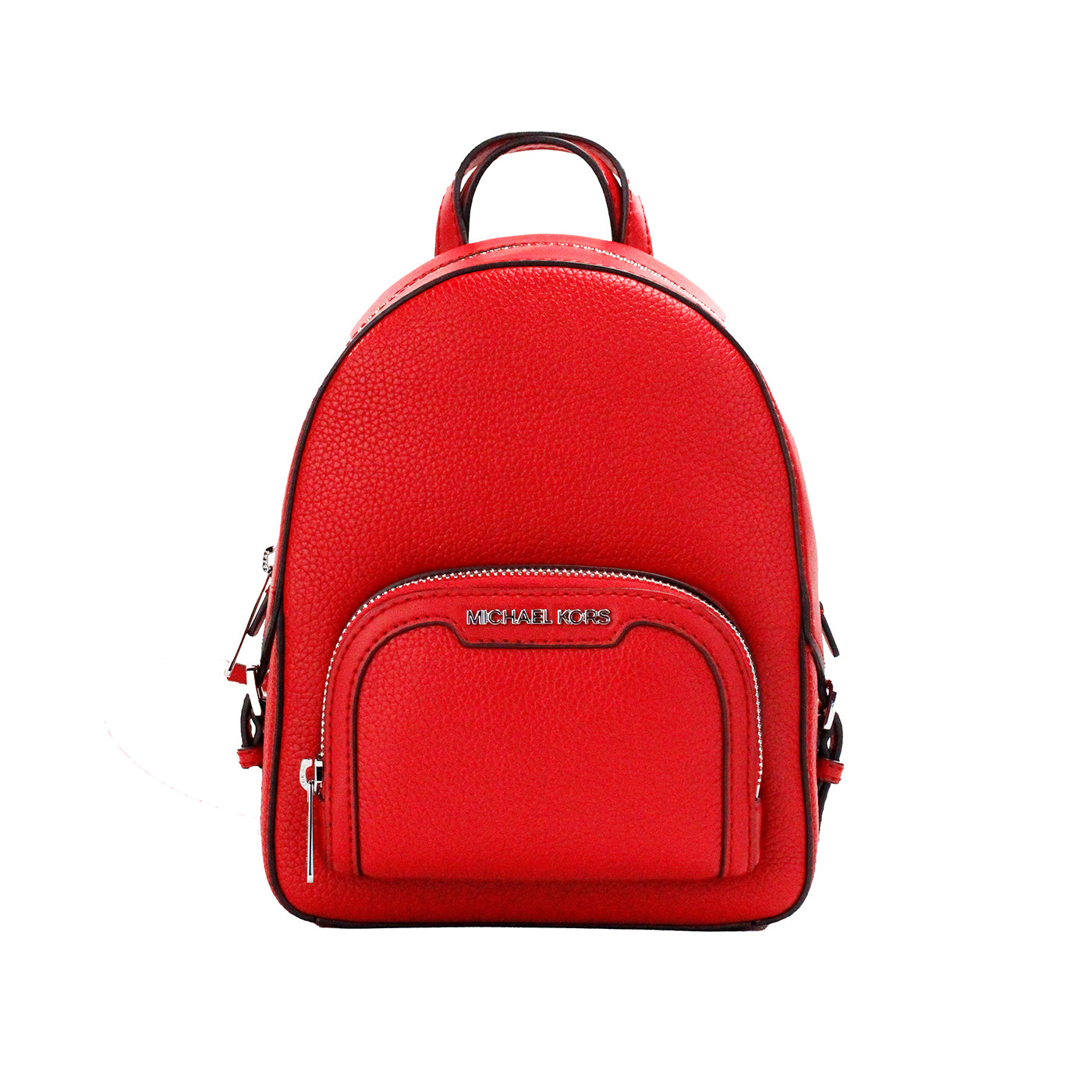 Michael Kors Jaycee Mini XS Bright Red Pebbled Leather Zip Pocket Backpack Bag - Luksusmuotia Michael Kors - Tutustu YVES JAVANNI® 