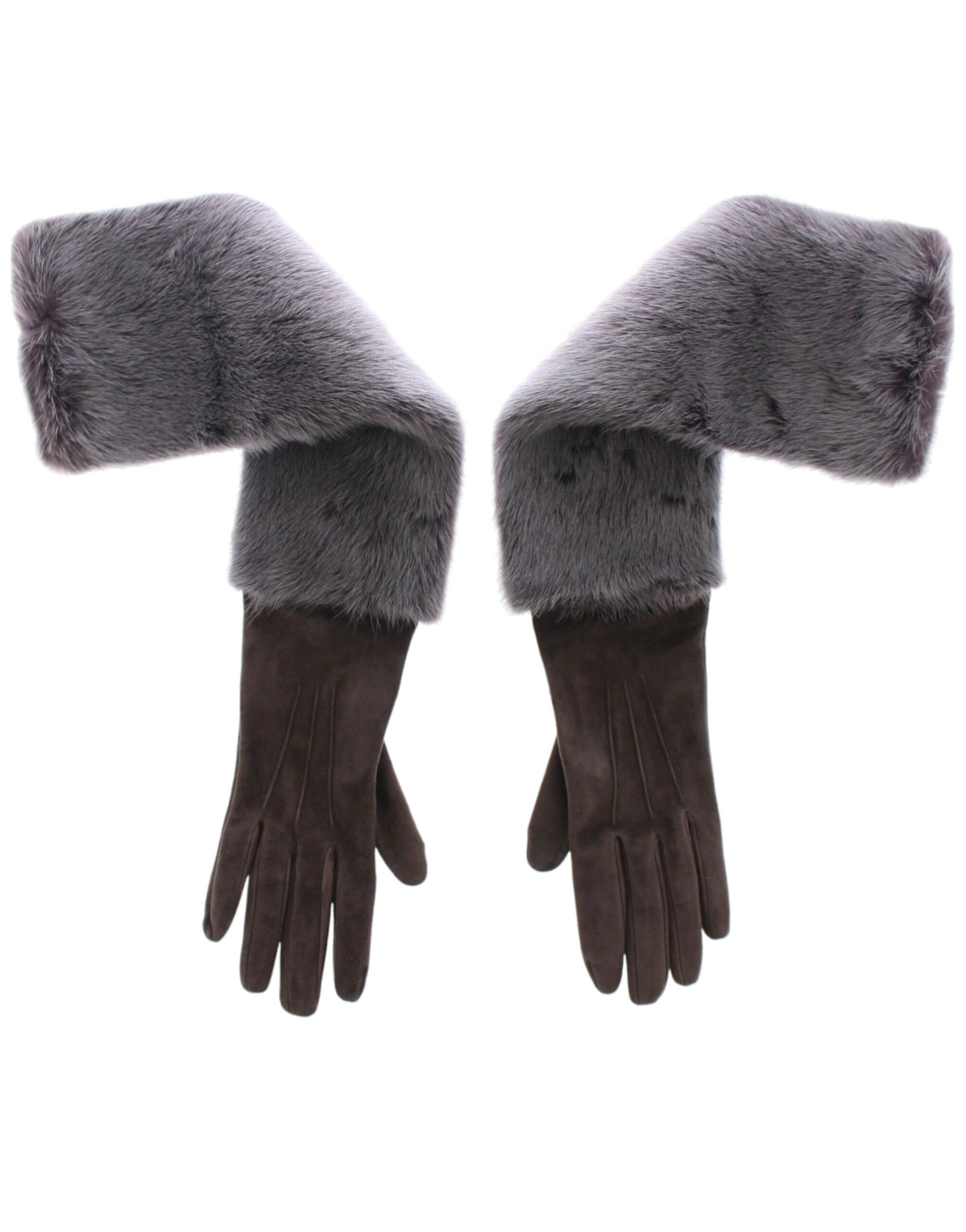 Dolce & Gabbana Elegant Gray Mink Fur Leather Elbow Gloves - Luksuslaukut ja asusteet Dolce & Gabbana - Tutustu YVES JAVANNI® 