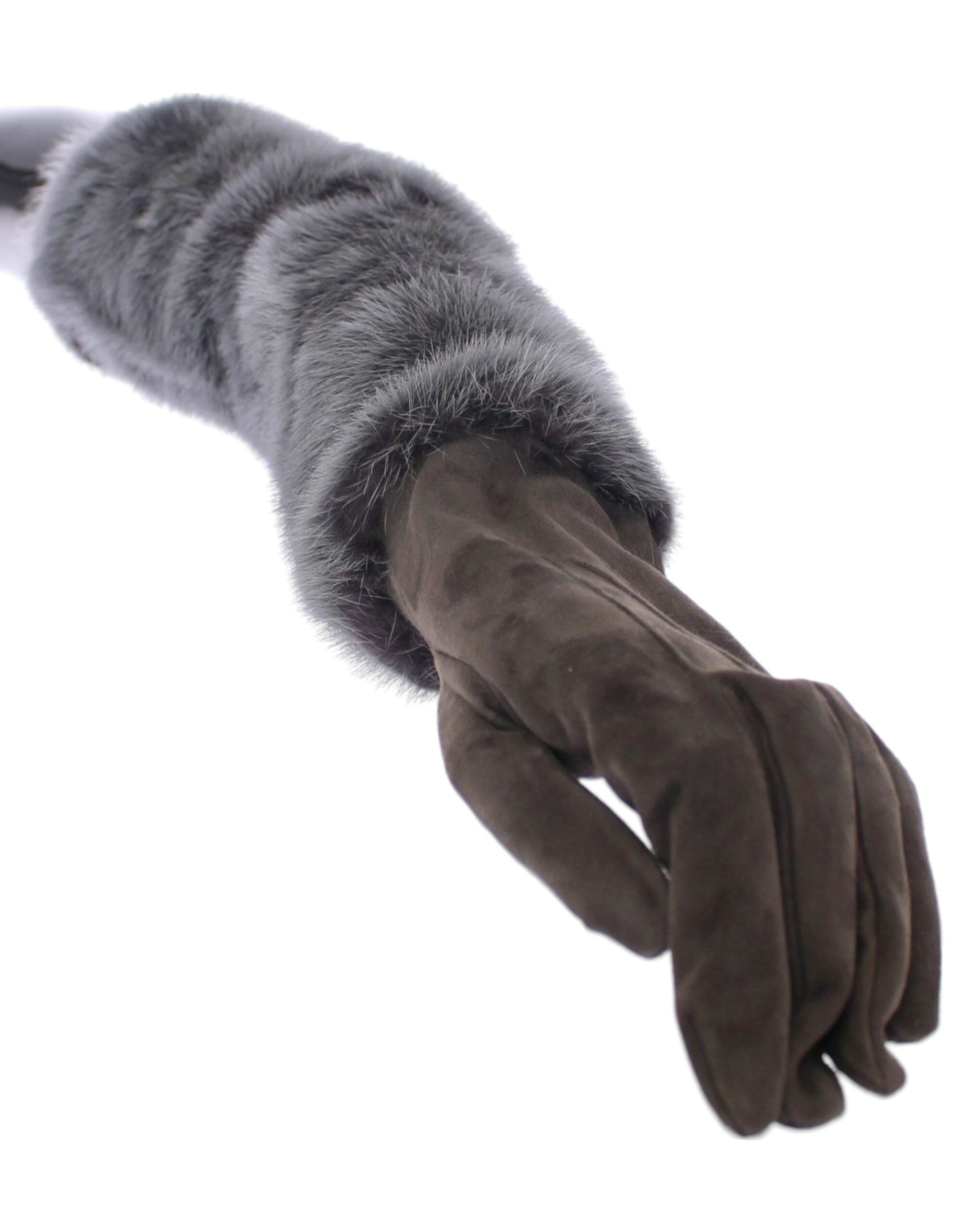 Dolce & Gabbana Elegant Gray Mink Fur Leather Elbow Gloves - Luksuslaukut ja asusteet Dolce & Gabbana - Tutustu YVES JAVANNI® 