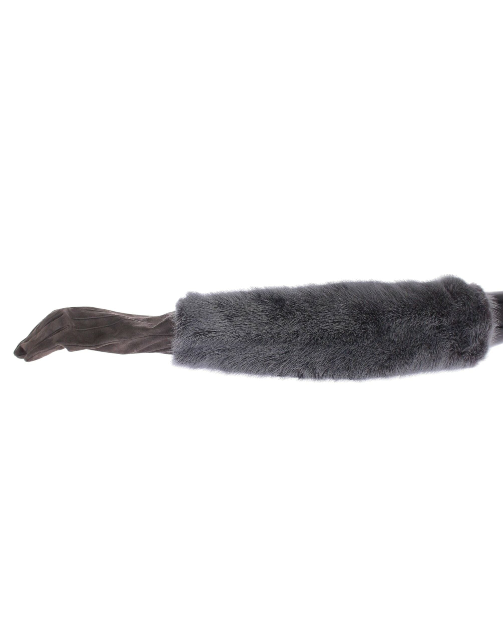 Dolce & Gabbana Elegant Gray Mink Fur Leather Elbow Gloves - Luksuslaukut ja asusteet Dolce & Gabbana - Tutustu YVES JAVANNI® 