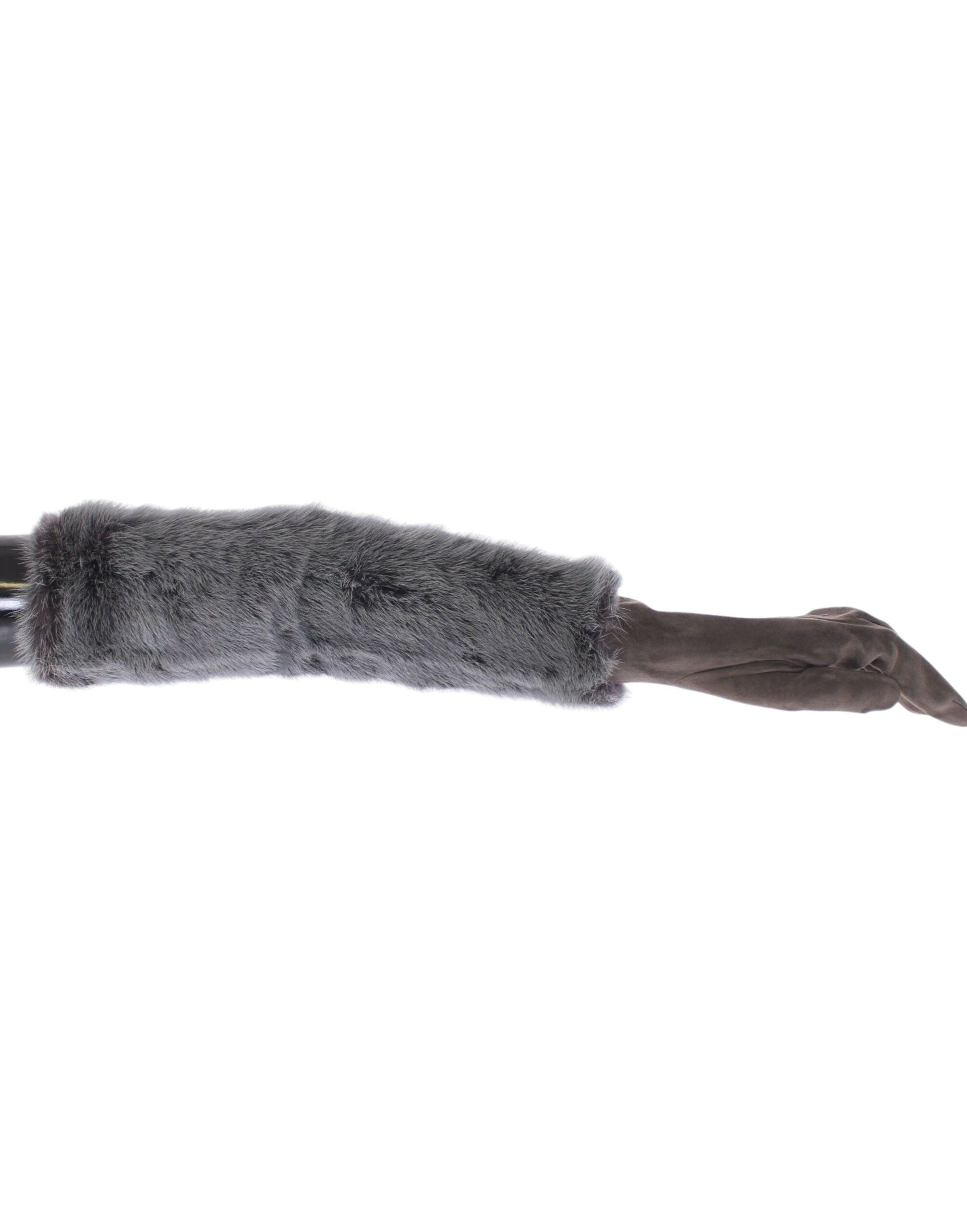 Dolce & Gabbana Elegant Gray Mink Fur Leather Elbow Gloves - Luksuslaukut ja asusteet Dolce & Gabbana - Tutustu YVES JAVANNI® 