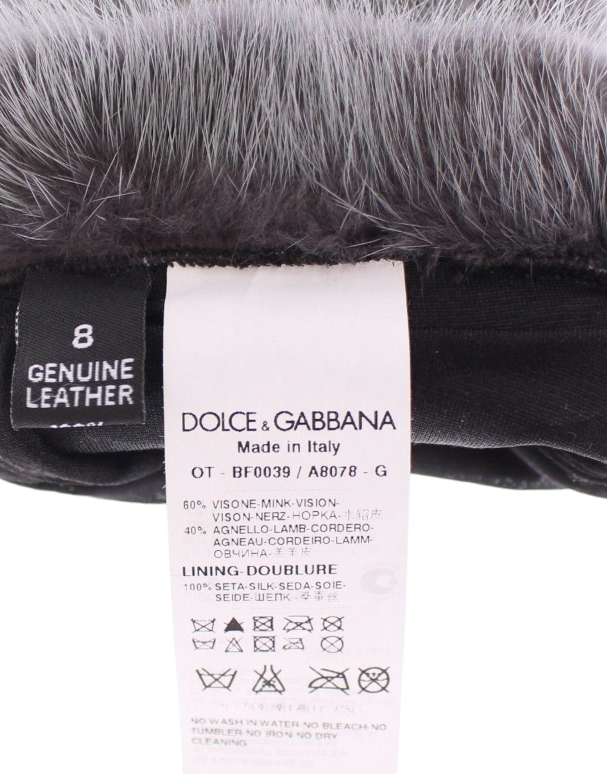 Dolce & Gabbana Elegant Gray Mink Fur Leather Elbow Gloves - Luksuslaukut ja asusteet Dolce & Gabbana - Tutustu YVES JAVANNI® 