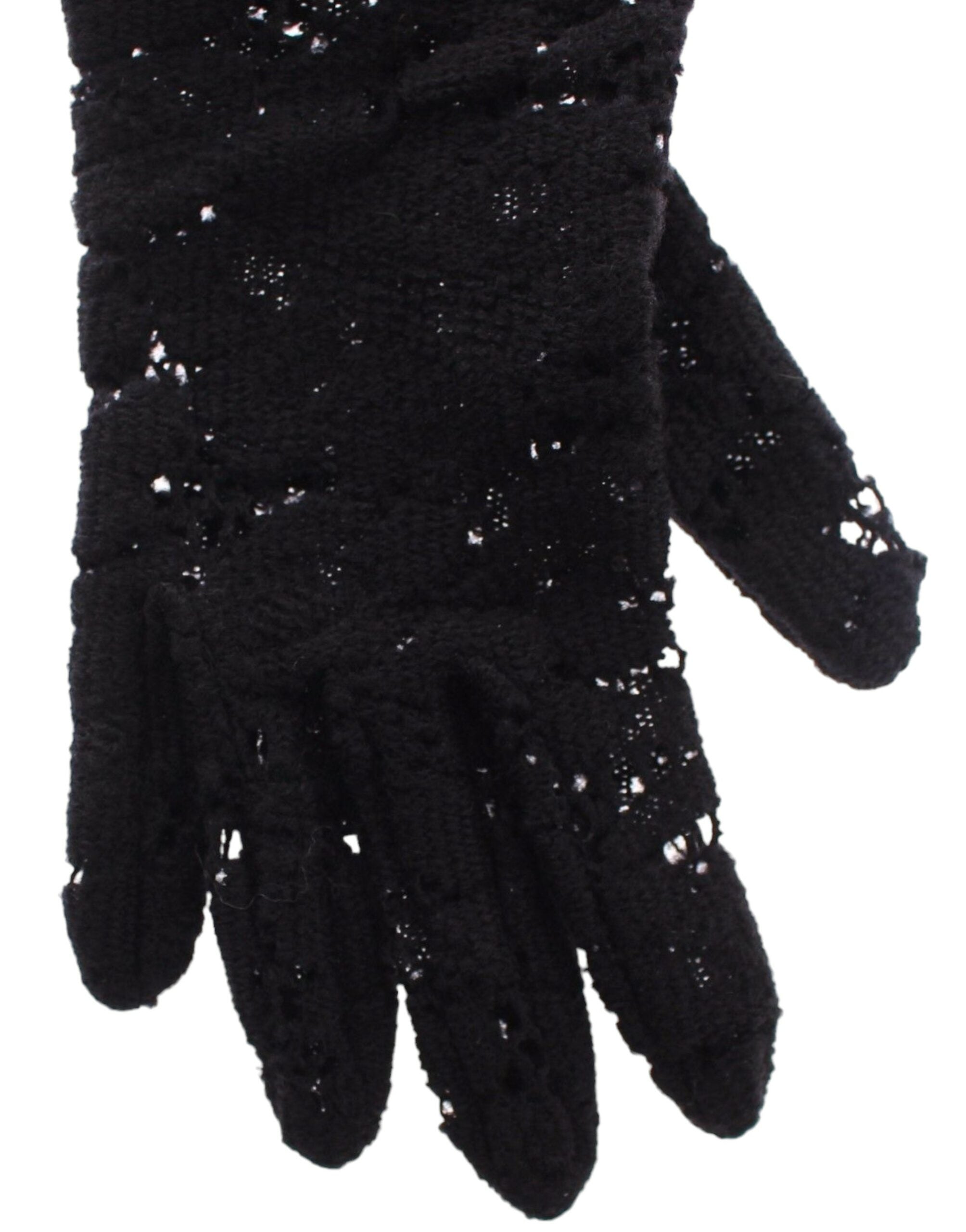 Dolce & Gabbana Black Wool Lace & Lamb Fur Elbow Gloves - Luksusmuotia Dolce & Gabbana - Tutustu YVES JAVANNI® 