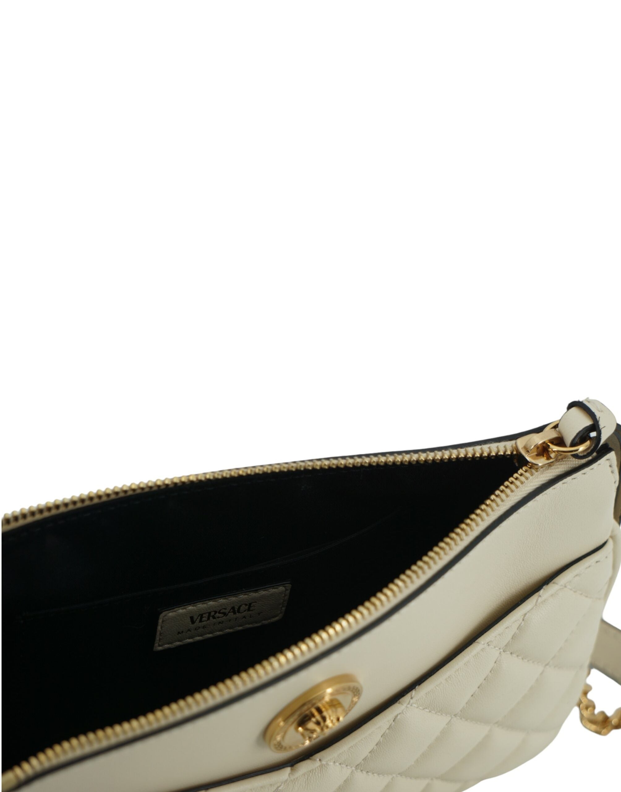 Versace Elegant White Lamb Leather Crossbody Pouch - Luksusmuotia Versace - Tutustu YVES JAVANNI® 