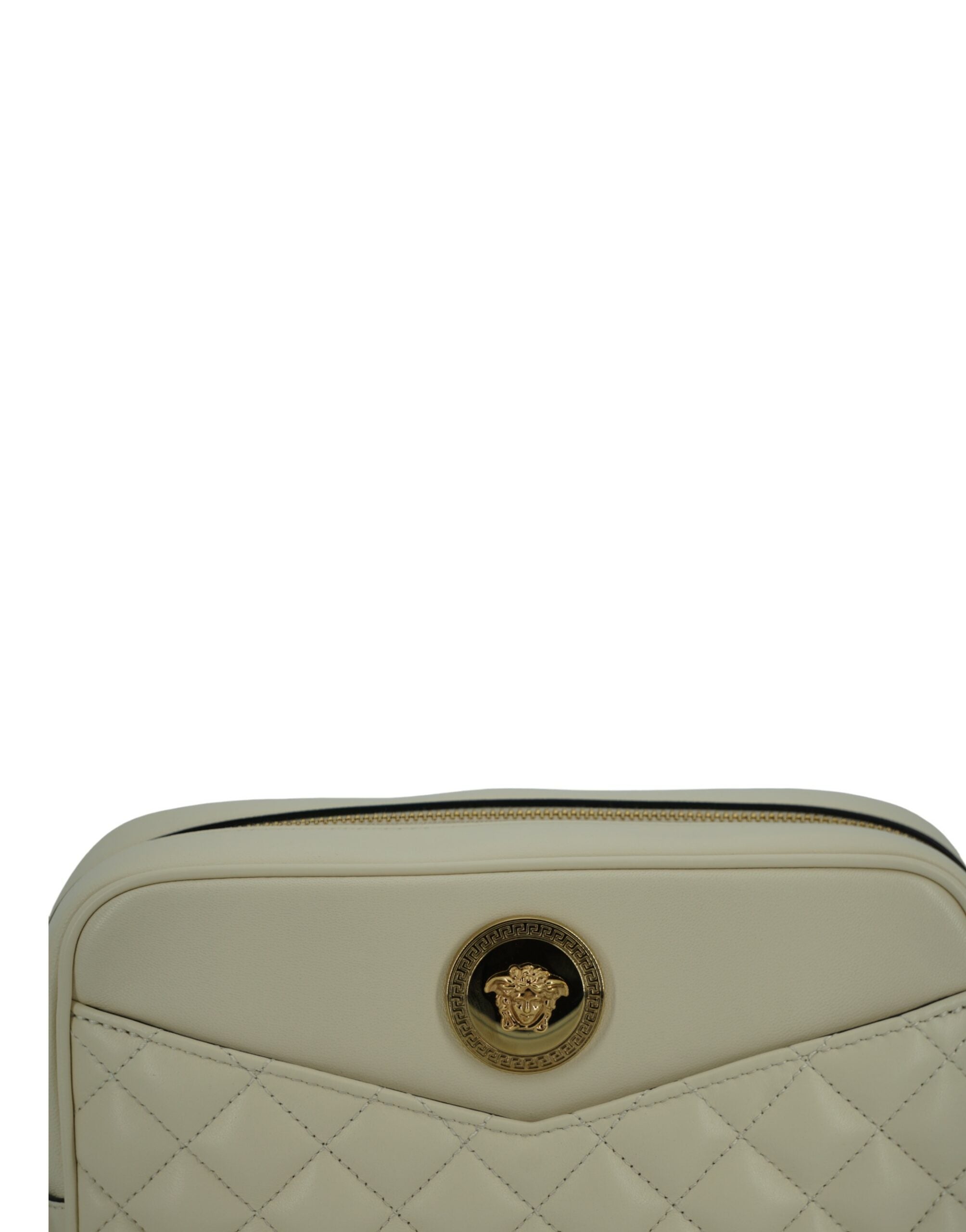 Versace Elegant White Leather Camera Shoulder Bag - Luksusmuotia Versace - Tutustu YVES JAVANNI® 