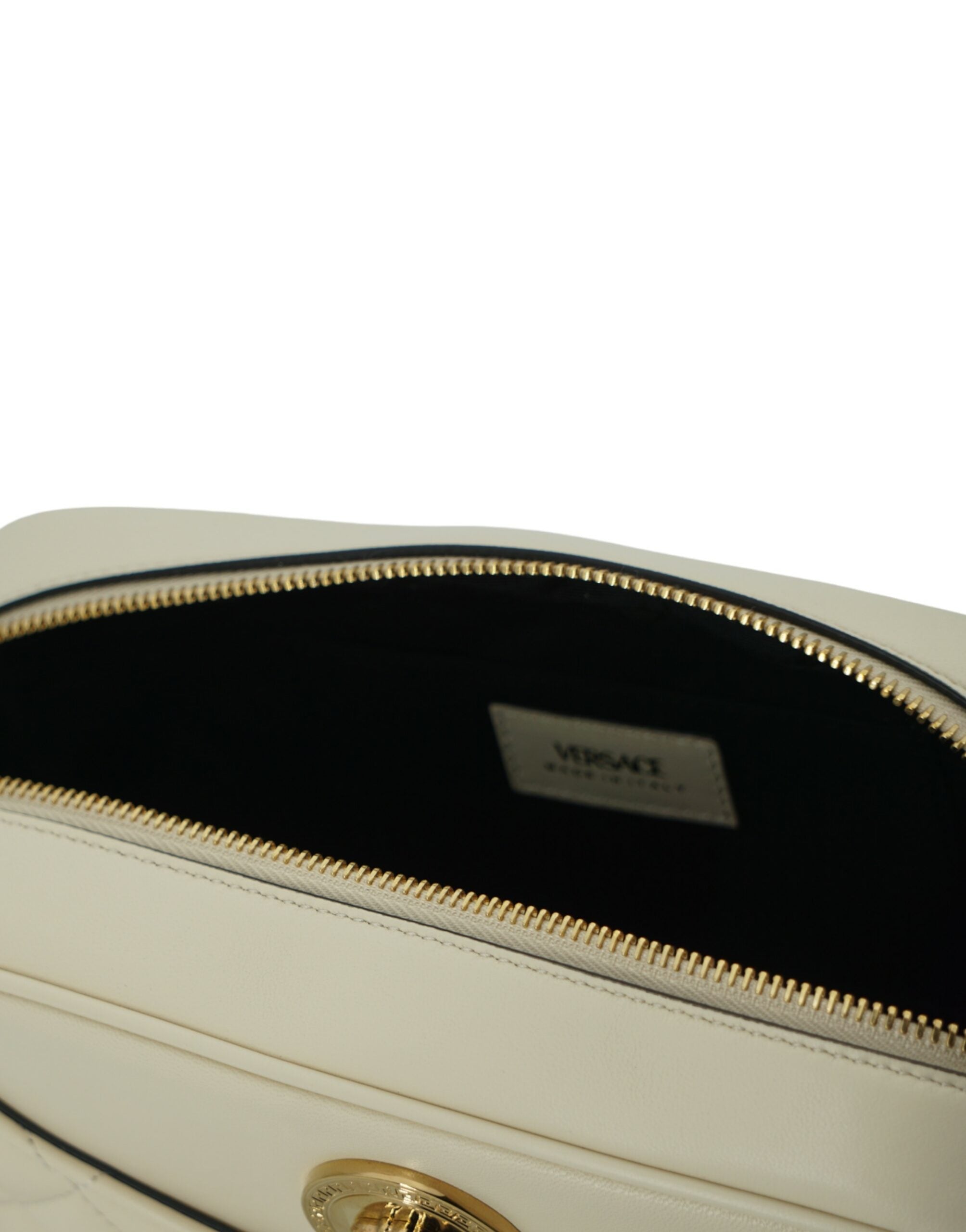 Versace Elegant White Leather Camera Shoulder Bag - Luksusmuotia Versace - Tutustu YVES JAVANNI® 