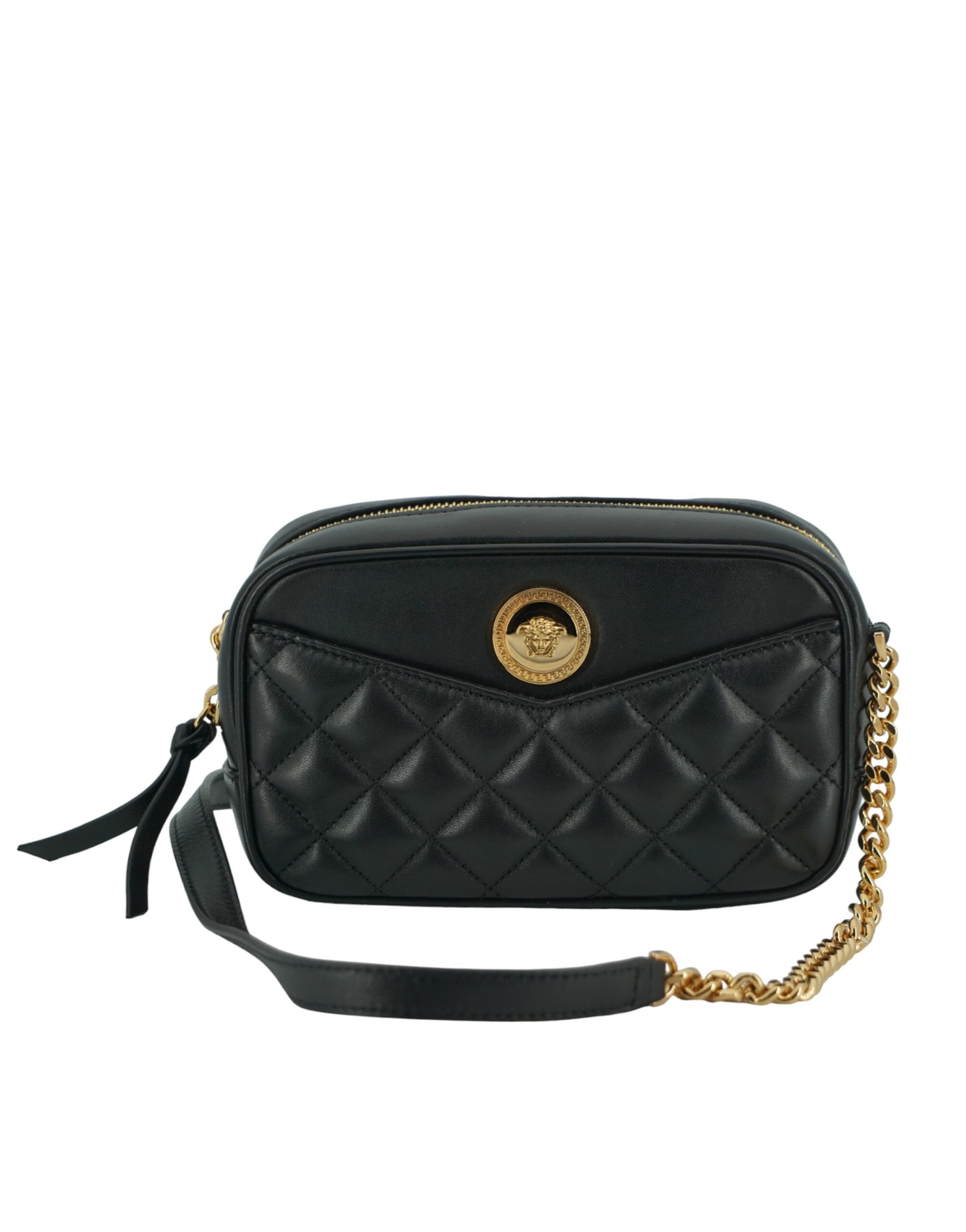 Versace Elegant Small Black Leather Crossbody Bag - Luksusmuotia Versace - Tutustu YVES JAVANNI® 