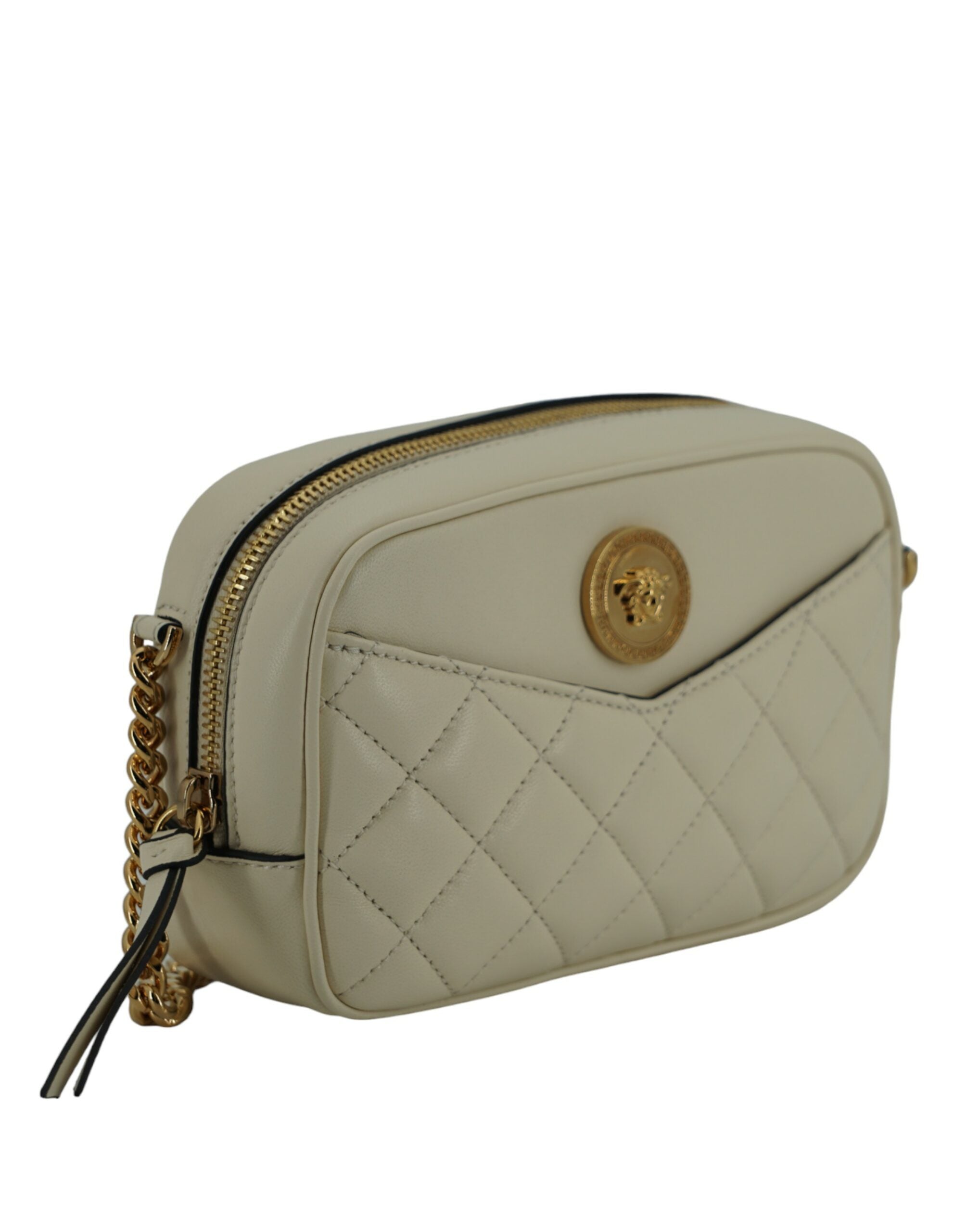 Versace Elegant White Lamb Leather Camera Bag - Luksusmuotia Versace - Tutustu YVES JAVANNI® 