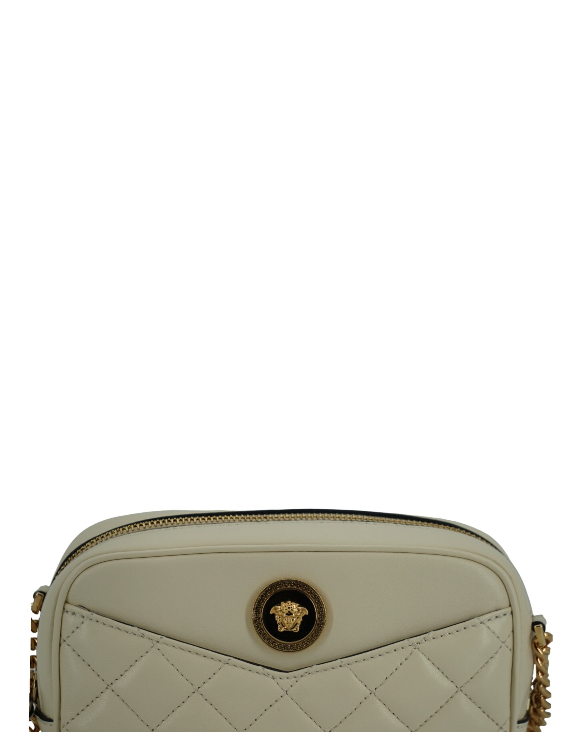 Versace Elegant White Lamb Leather Camera Bag - Luksusmuotia Versace - Tutustu YVES JAVANNI® 