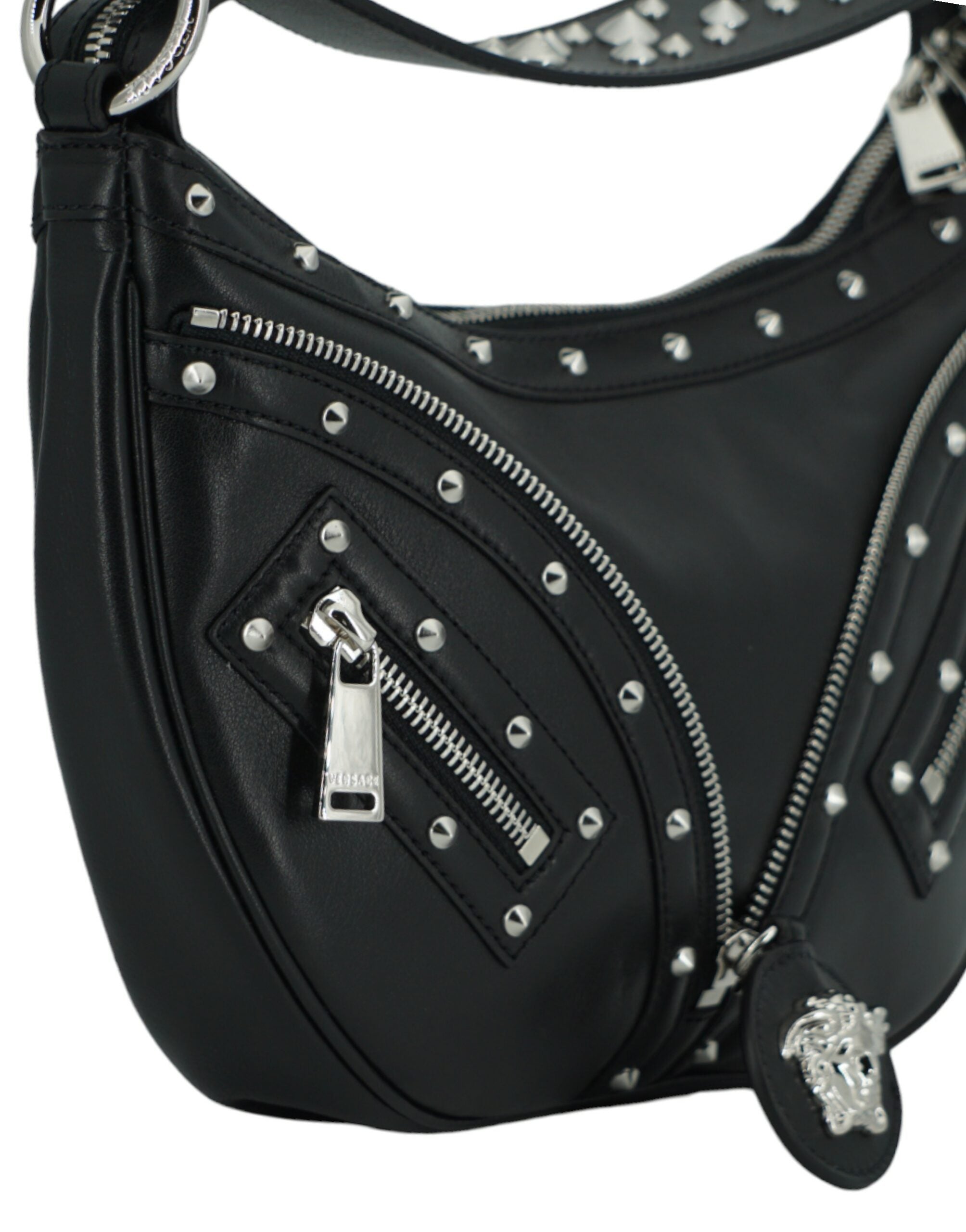 Versace Elegant Black Leather Hobo Shoulder Bag - Luxury from Versace - Shop at YVES JAVANNI