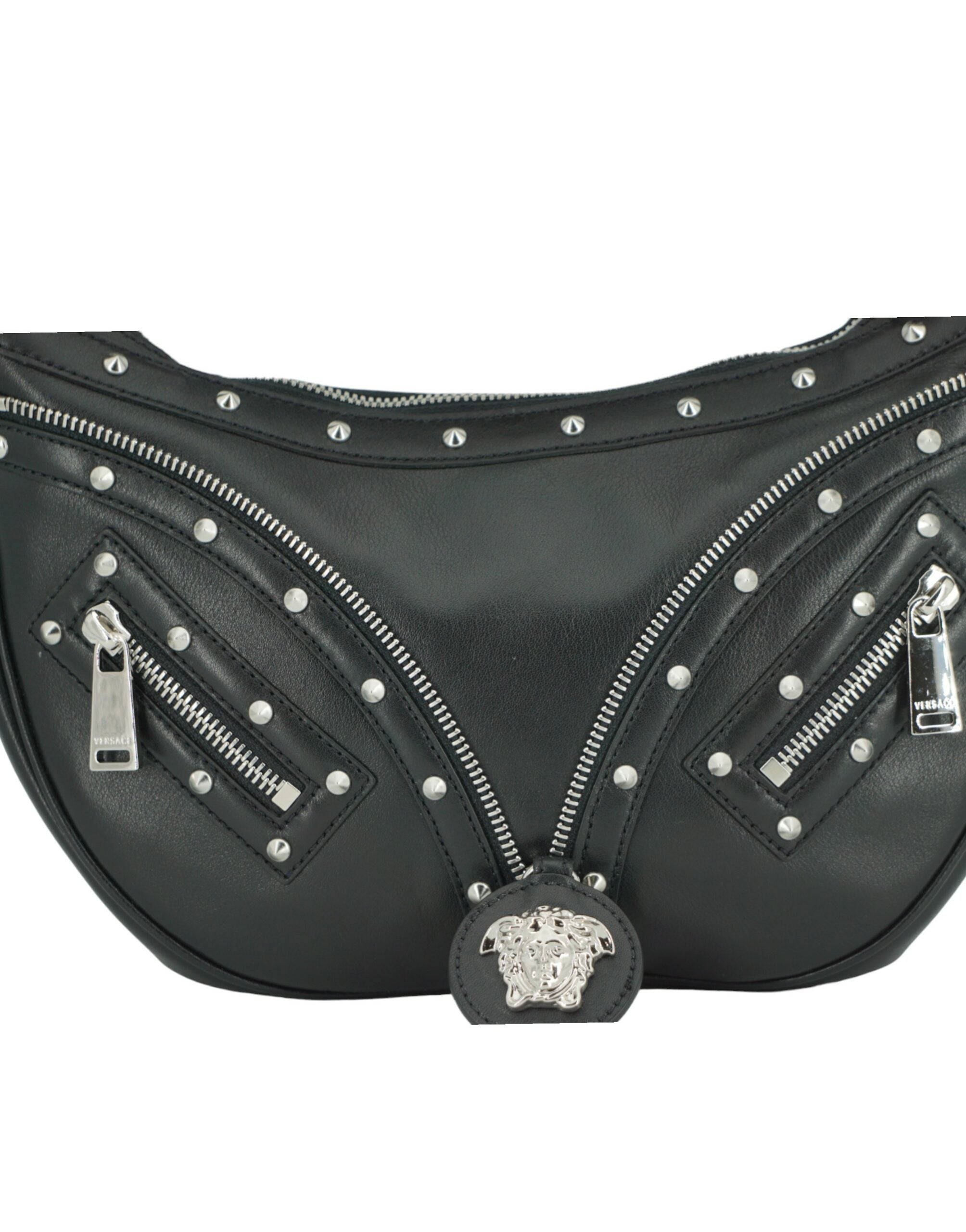 Versace Elegant Black Leather Hobo Shoulder Bag - Luxury from Versace - Shop at YVES JAVANNI