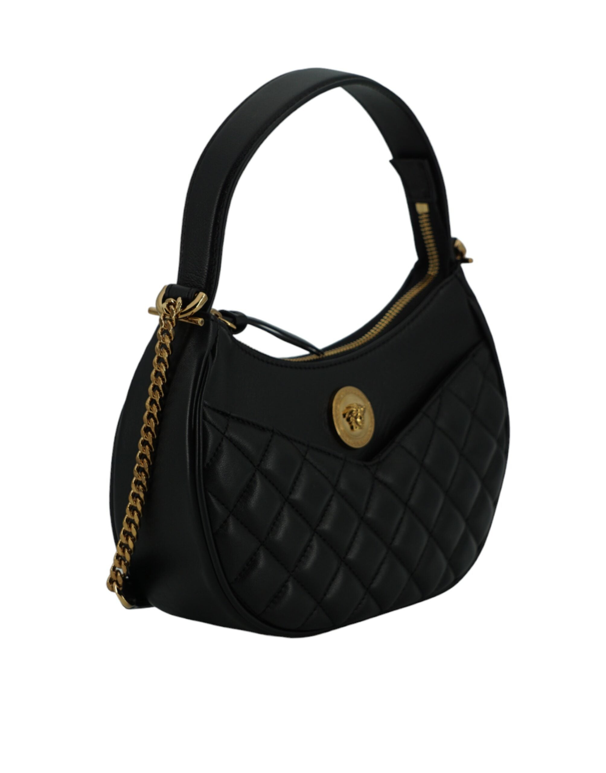 Versace Elegant Half Moon Leather Shoulder Bag - Luksusmuotia Versace - Tutustu YVES JAVANNI® 