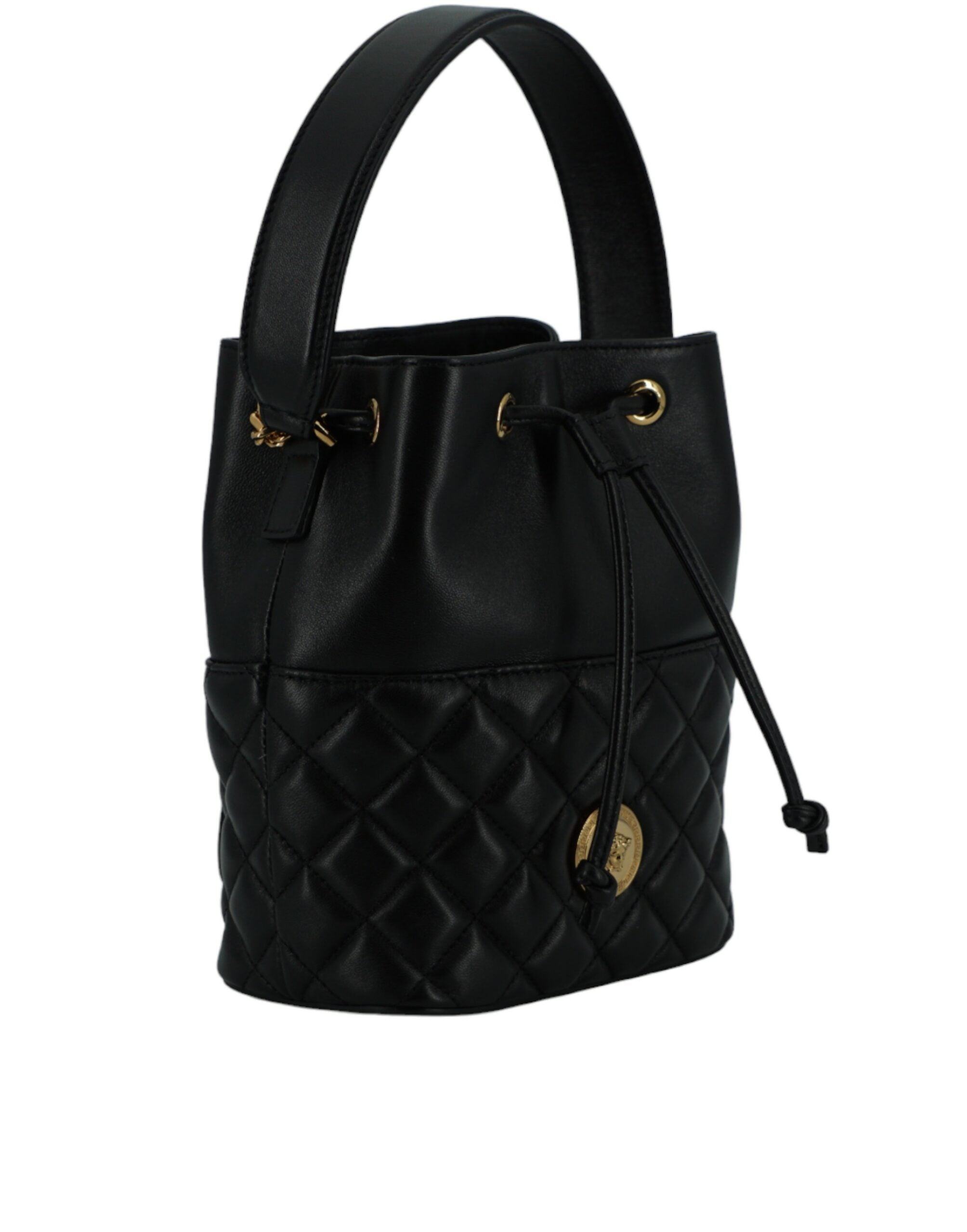 Versace Elegant Black Leather Bucket Shoulder Bag - Luksusmuotia Versace - Tutustu YVES JAVANNI® 