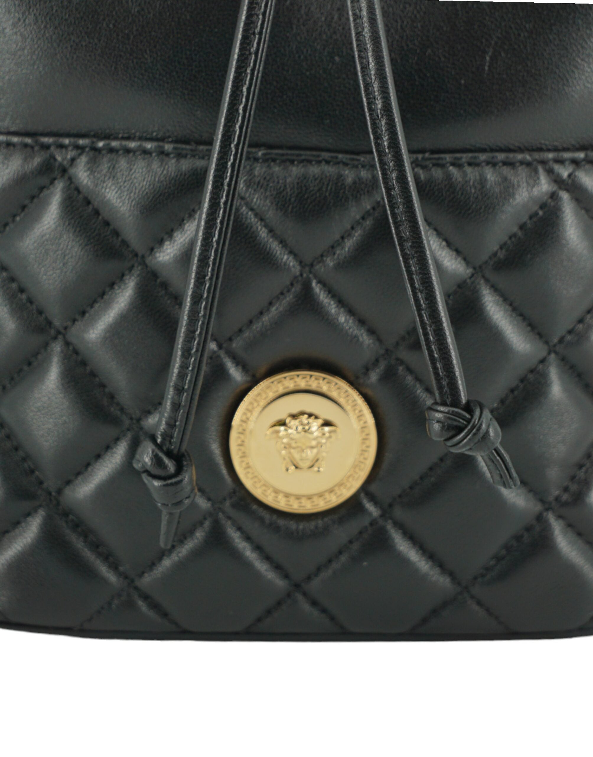 Versace Elegant Black Leather Bucket Shoulder Bag - Luksusmuotia Versace - Tutustu YVES JAVANNI® 