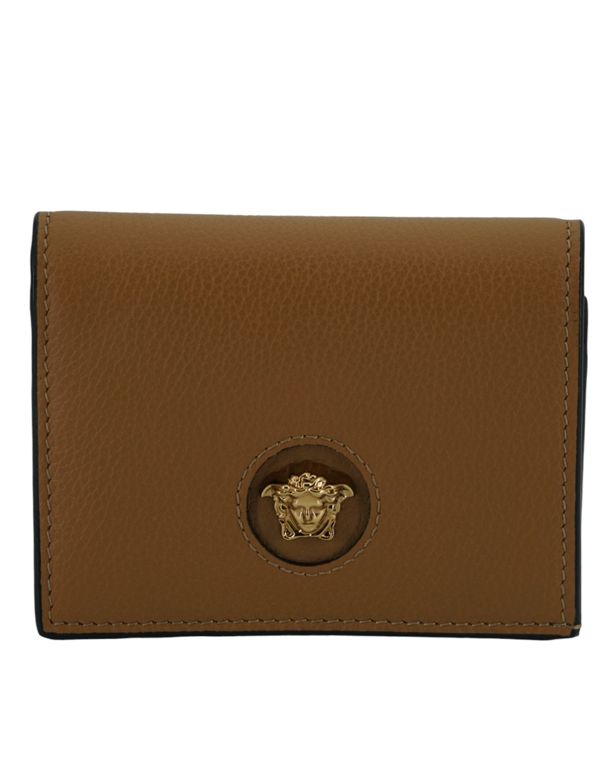 Versace Elegant Compact Leather Wallet in Brown - Luksusmuotia Versace - Tutustu YVES JAVANNI® 