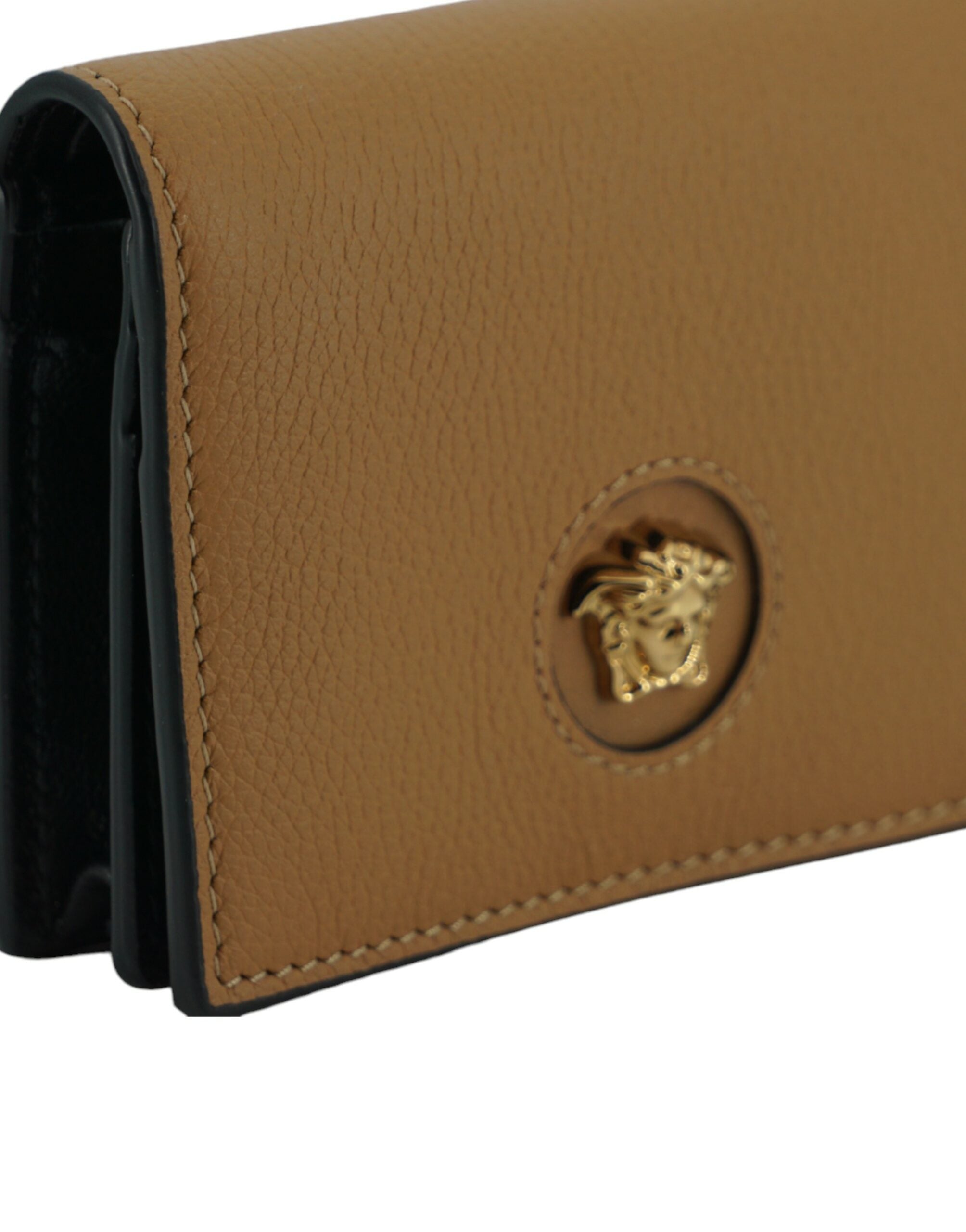 Versace Elegant Compact Leather Wallet in Brown - Luksusmuotia Versace - Tutustu YVES JAVANNI® 