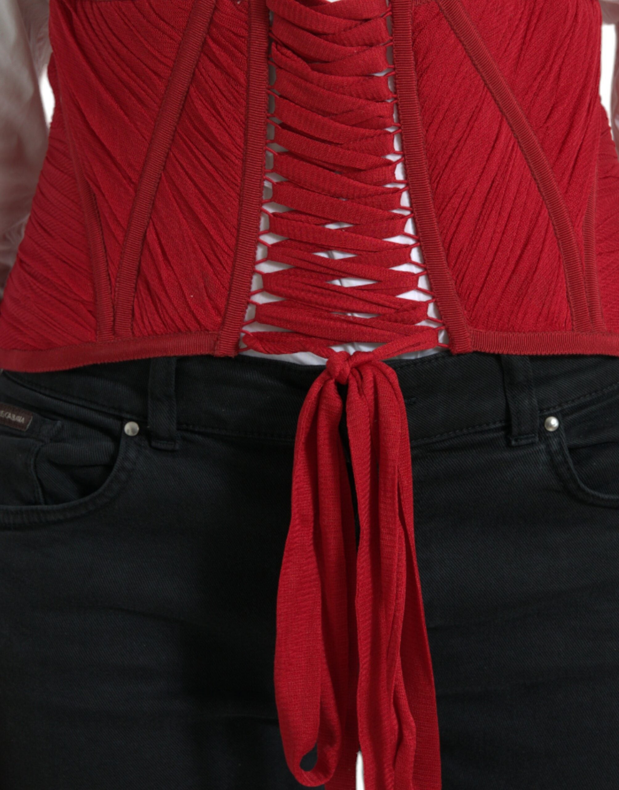 Dolce & Gabbana Silk Corset Waist Belt in Fiery Red - Luksuslaukut ja asusteet Dolce & Gabbana - Tutustu YVES JAVANNI® 