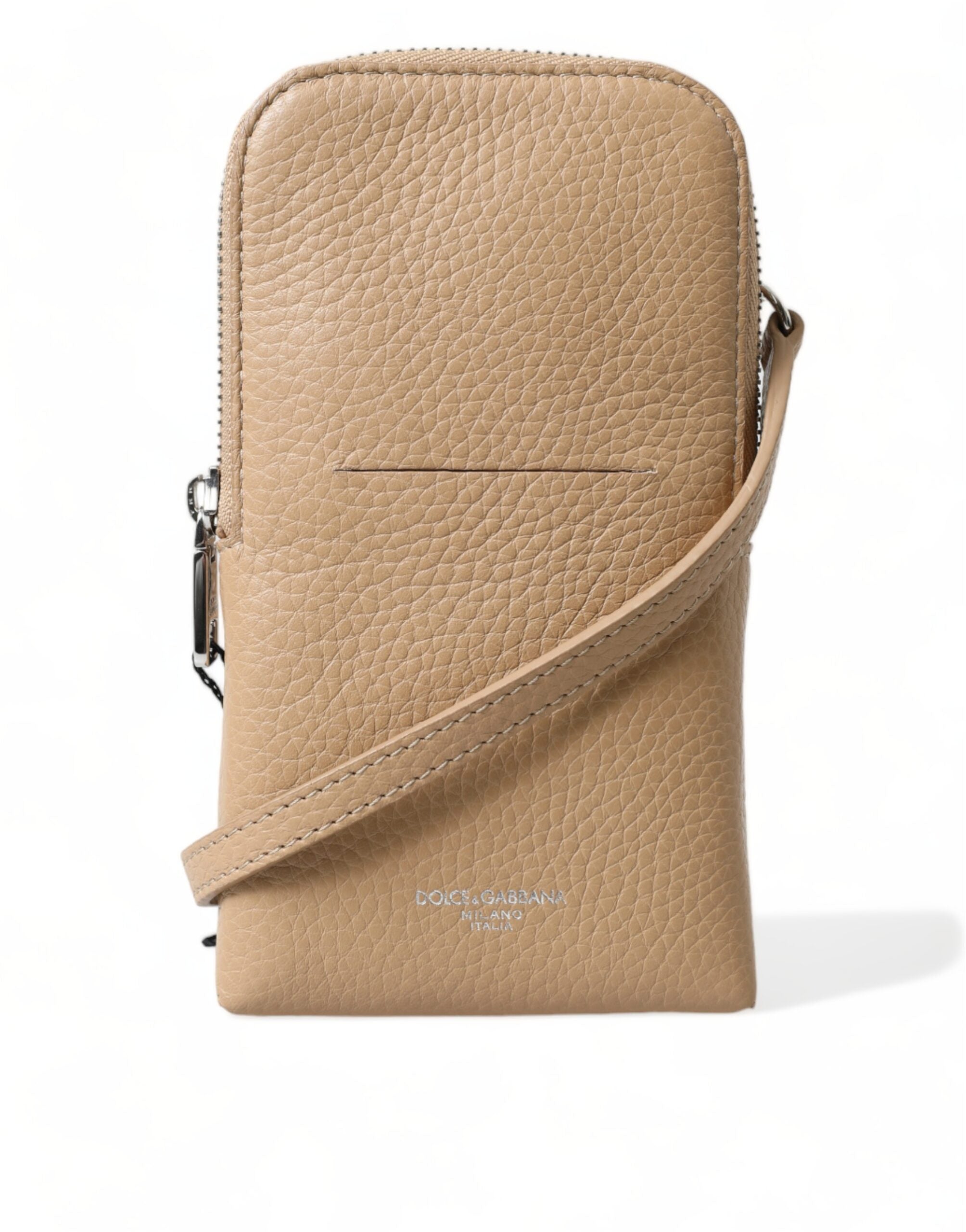 Dolce & Gabbana Elegant Beige Leather Crossbody Phone Bag - Luksusmuotia Dolce & Gabbana - Tutustu YVES JAVANNI® 