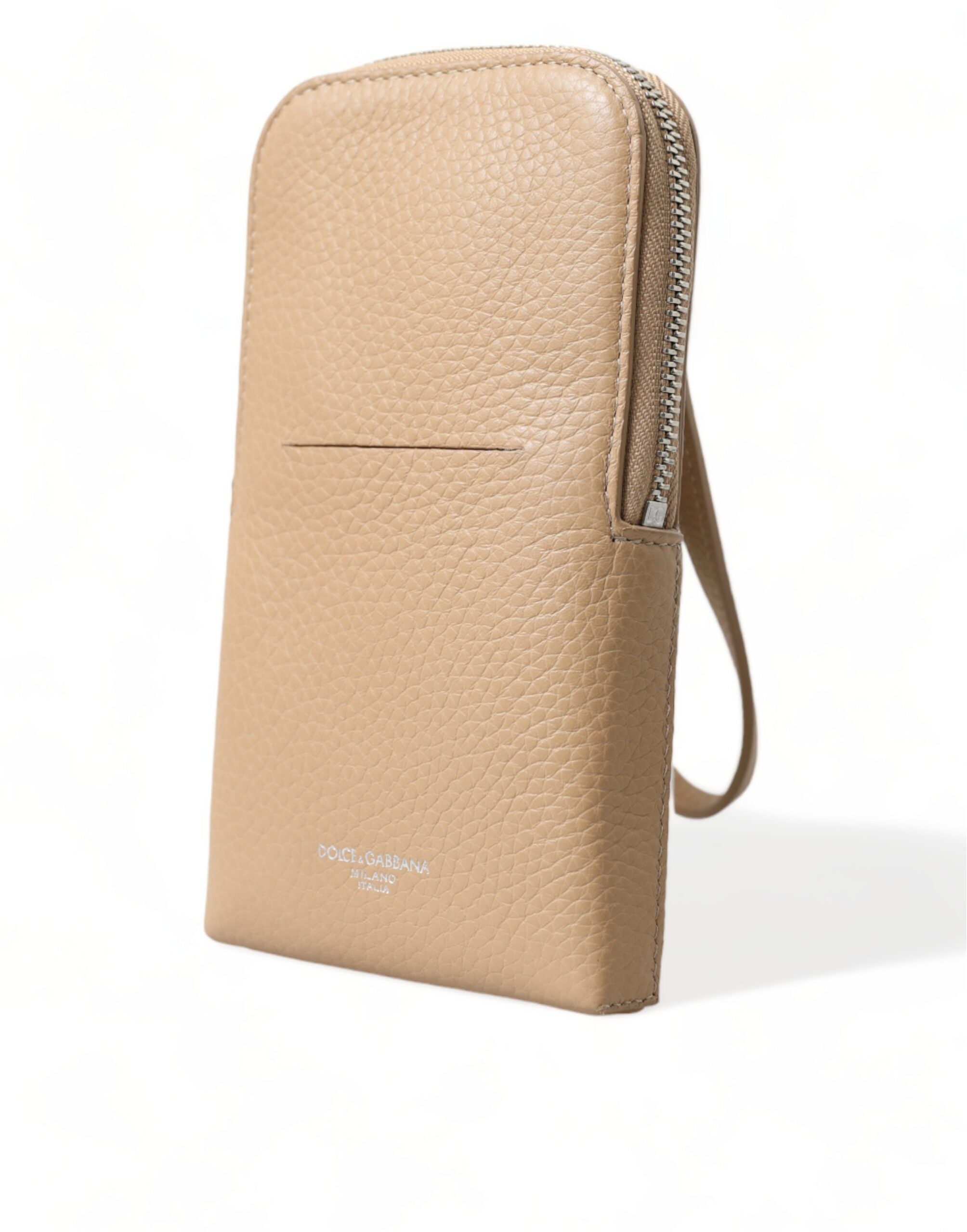 Dolce & Gabbana Elegant Beige Leather Crossbody Phone Bag - Luksusmuotia Dolce & Gabbana - Tutustu YVES JAVANNI® 