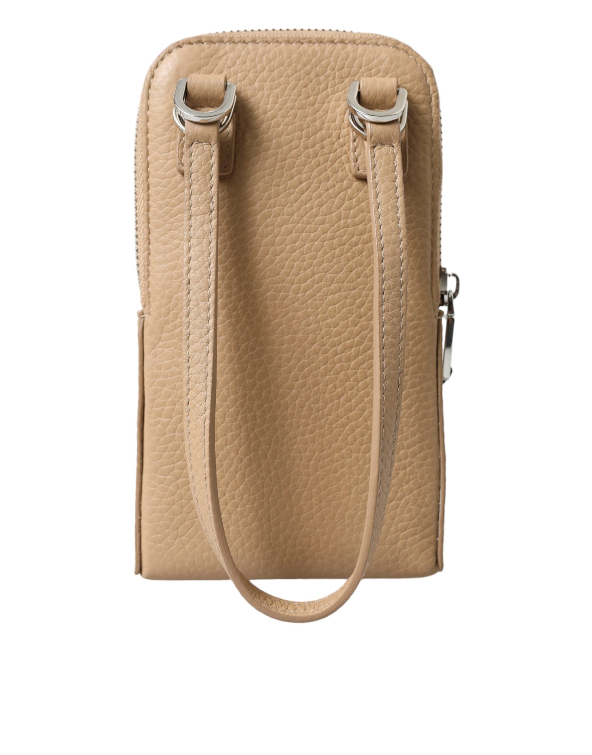 Dolce & Gabbana Elegant Beige Leather Crossbody Phone Bag - Luksusmuotia Dolce & Gabbana - Tutustu YVES JAVANNI® 