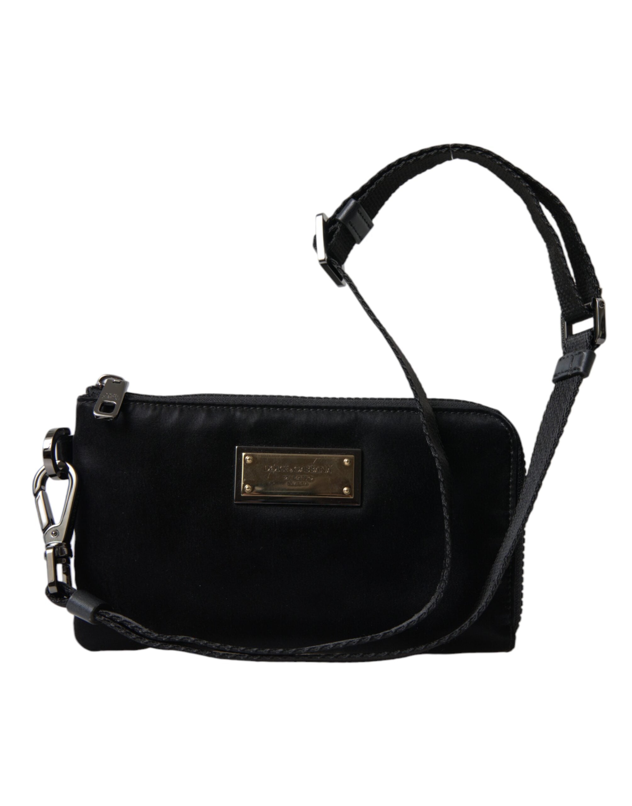 Dolce & Gabbana Elegant Black Nylon & Leather Pouch - Luksusmuotia Dolce & Gabbana - Tutustu YVES JAVANNI® 