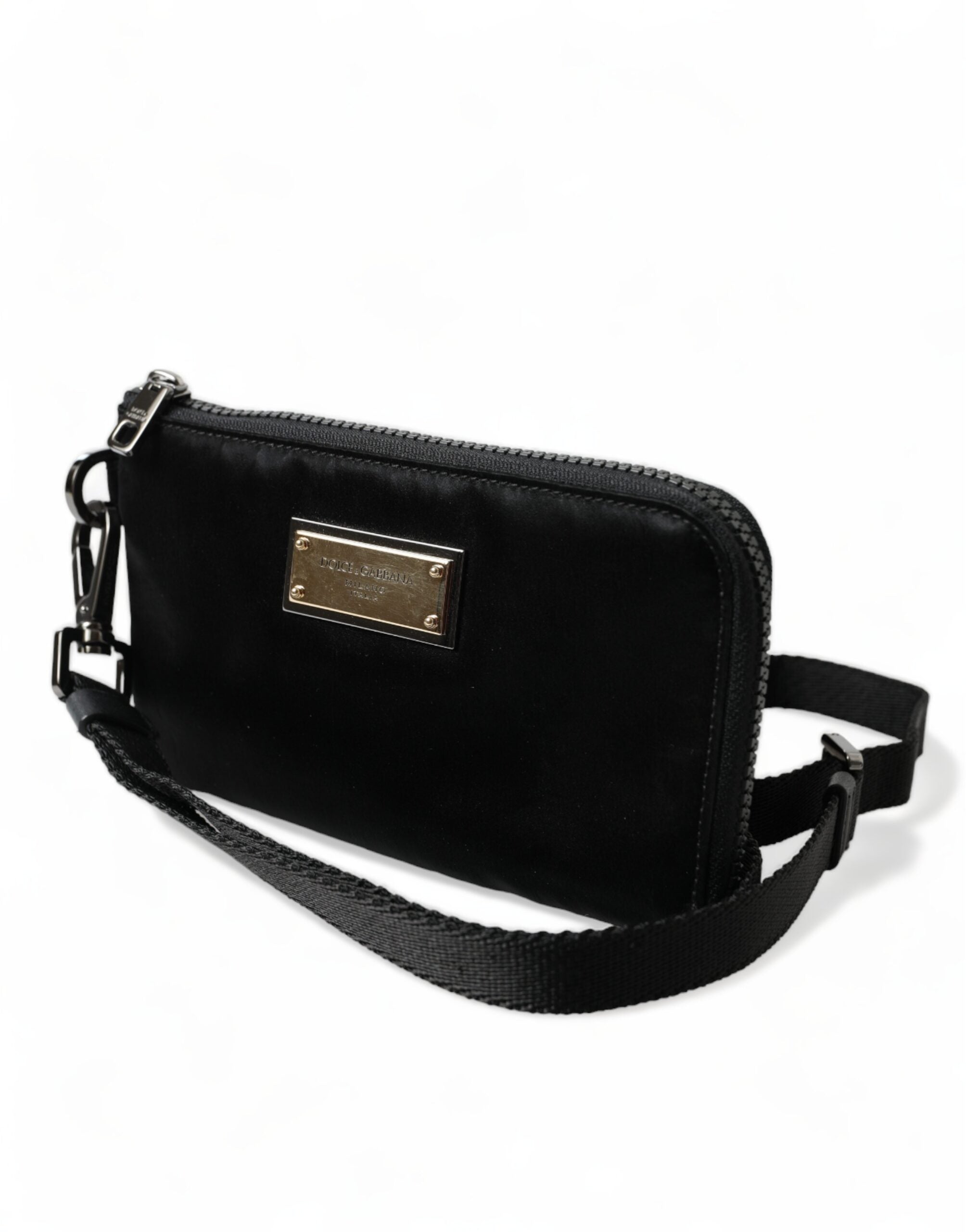 Dolce & Gabbana Elegant Black Nylon & Leather Pouch - Luksusmuotia Dolce & Gabbana - Tutustu YVES JAVANNI® 