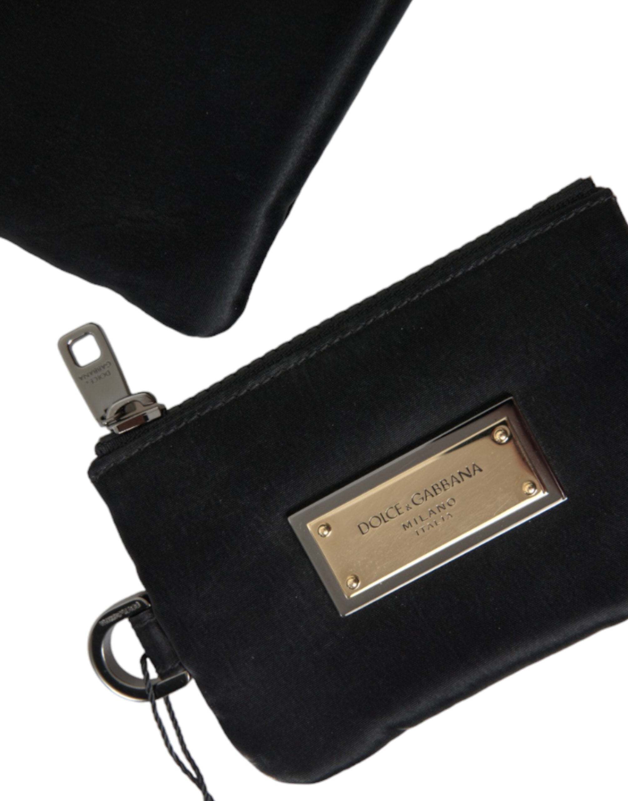 Dolce & Gabbana Elegant Black Nylon & Leather Pouch - Luksusmuotia Dolce & Gabbana - Tutustu YVES JAVANNI® 