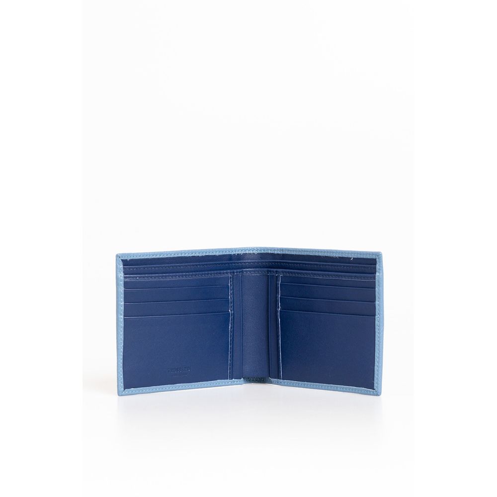 Trussardi Light Blue Leather Men Wallet - Luksusmuotia Trussardi - Tutustu YVES JAVANNI® 