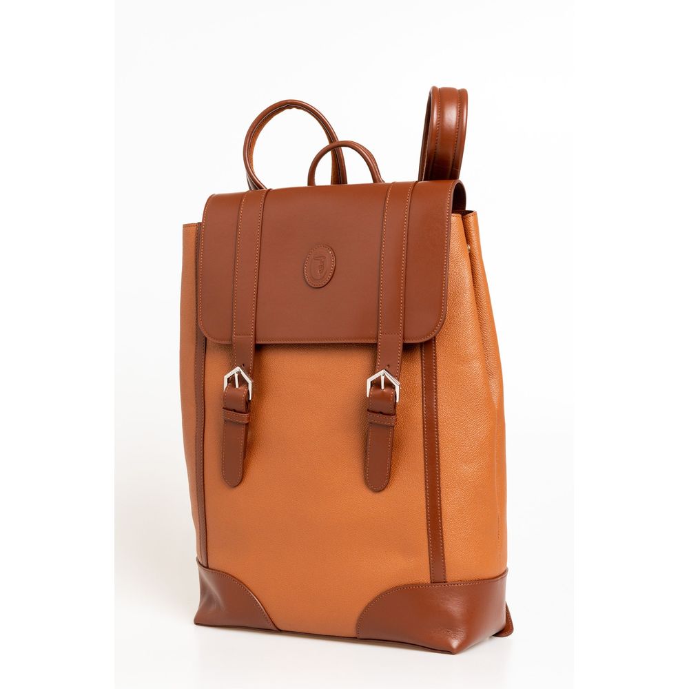 Trussardi Brown Leather Men Backpack - Luksusmuotia Trussardi - Tutustu YVES JAVANNI® 