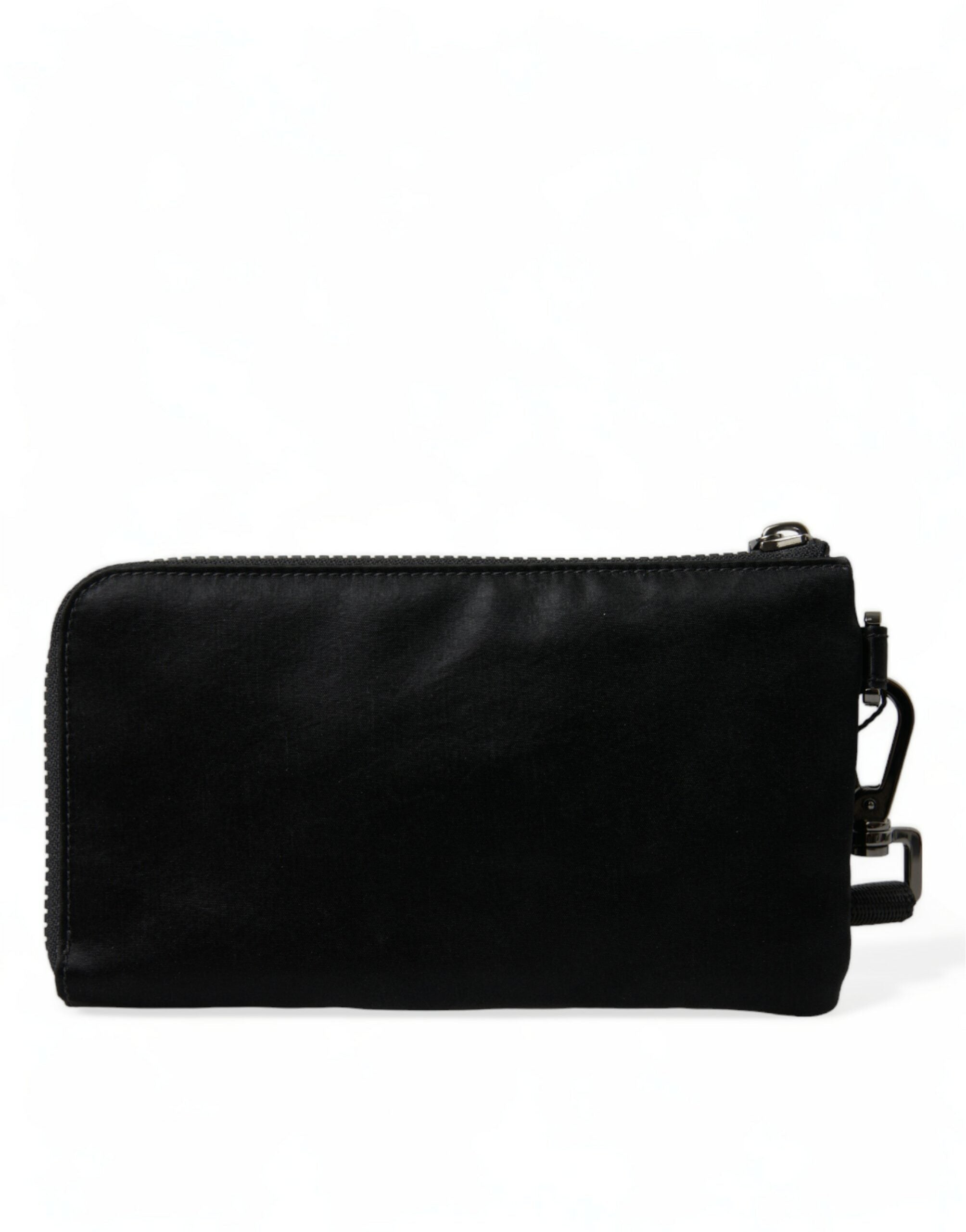 Dolce & Gabbana Elegant Black Nylon Leather Pouch with Silver Details - Luksusmuotia Dolce & Gabbana - Tutustu YVES JAVANNI® 