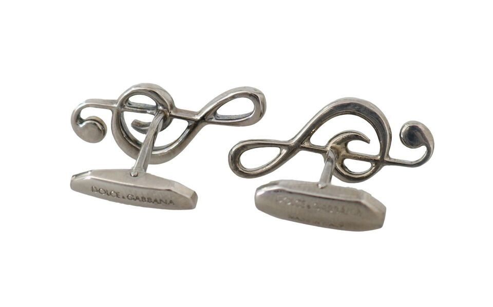 Dolce & Gabbana Elegant Silver Tremble Clef Cufflinks - Luksusmuotia Dolce & Gabbana - Tutustu YVES JAVANNI® 