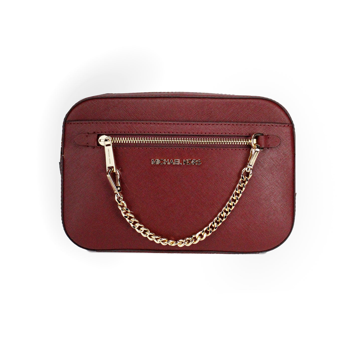 Michael Kors Jet Set East West Large Dark Cherry Leather Zip Chain Crossbody Bag - Luksusmuotia Michael Kors - Tutustu YVES JAVANNI® 