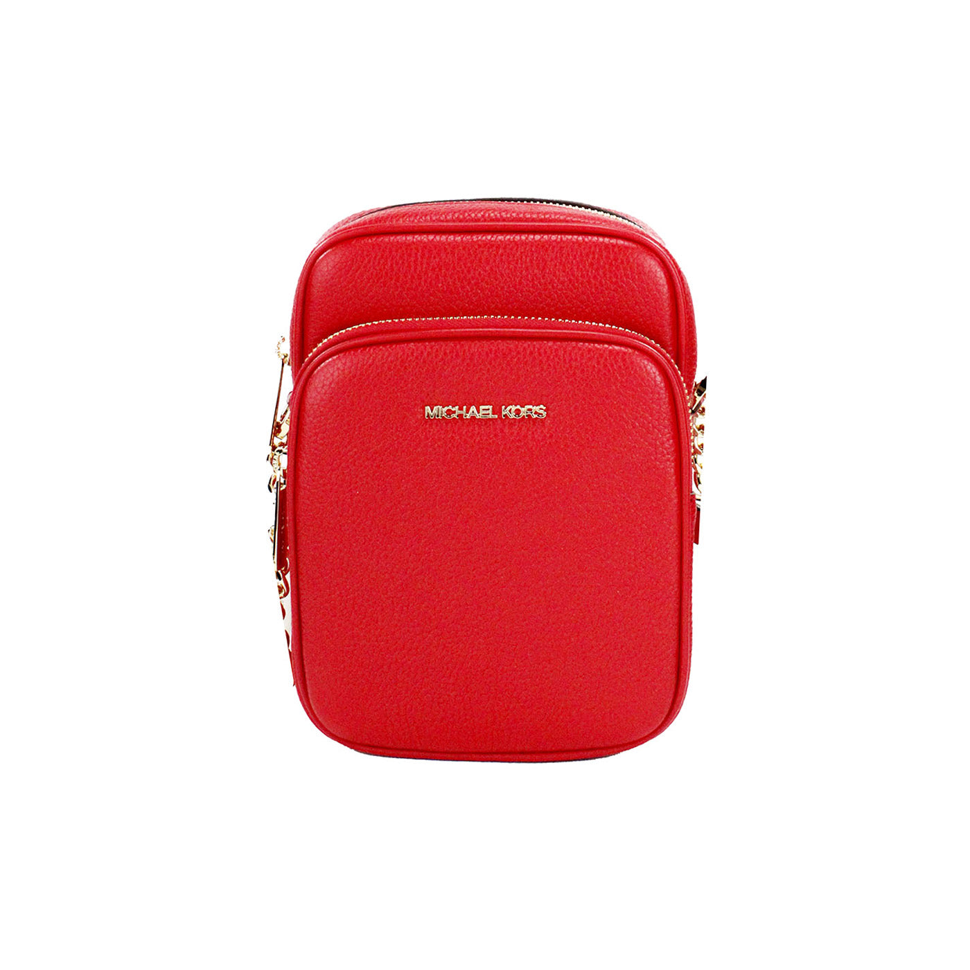 Michael Kors Jet Set Bright Red Pebbled Leather North South Chain Crossbody Bag - Luksusmuotia Michael Kors - Tutustu YVES JAVANNI® 