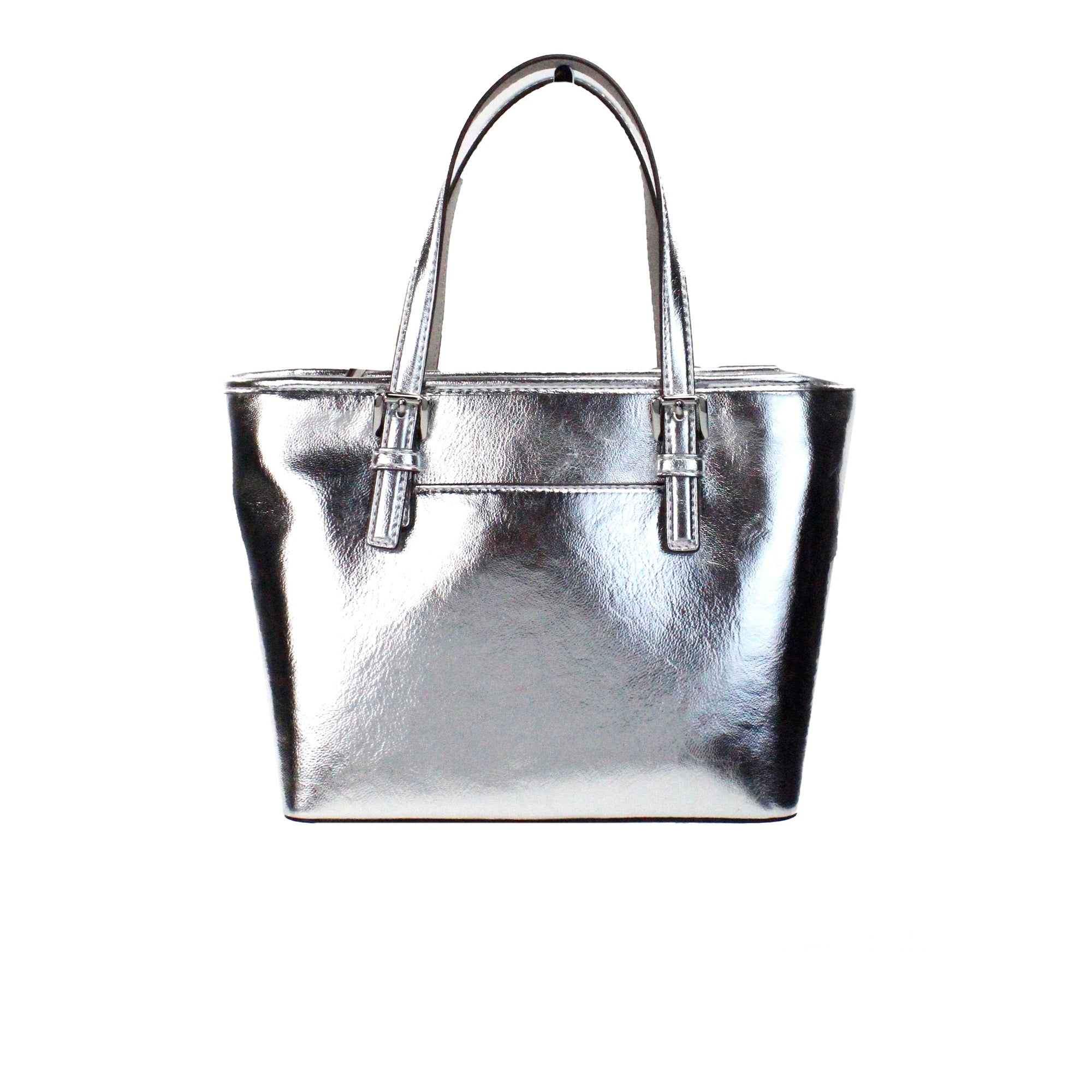 Michael Kors Jet Set Silver Metallic XS Carryall Top Zip Tote Bag Purse - Luksusmuotia Michael Kors - Tutustu YVES JAVANNI® 