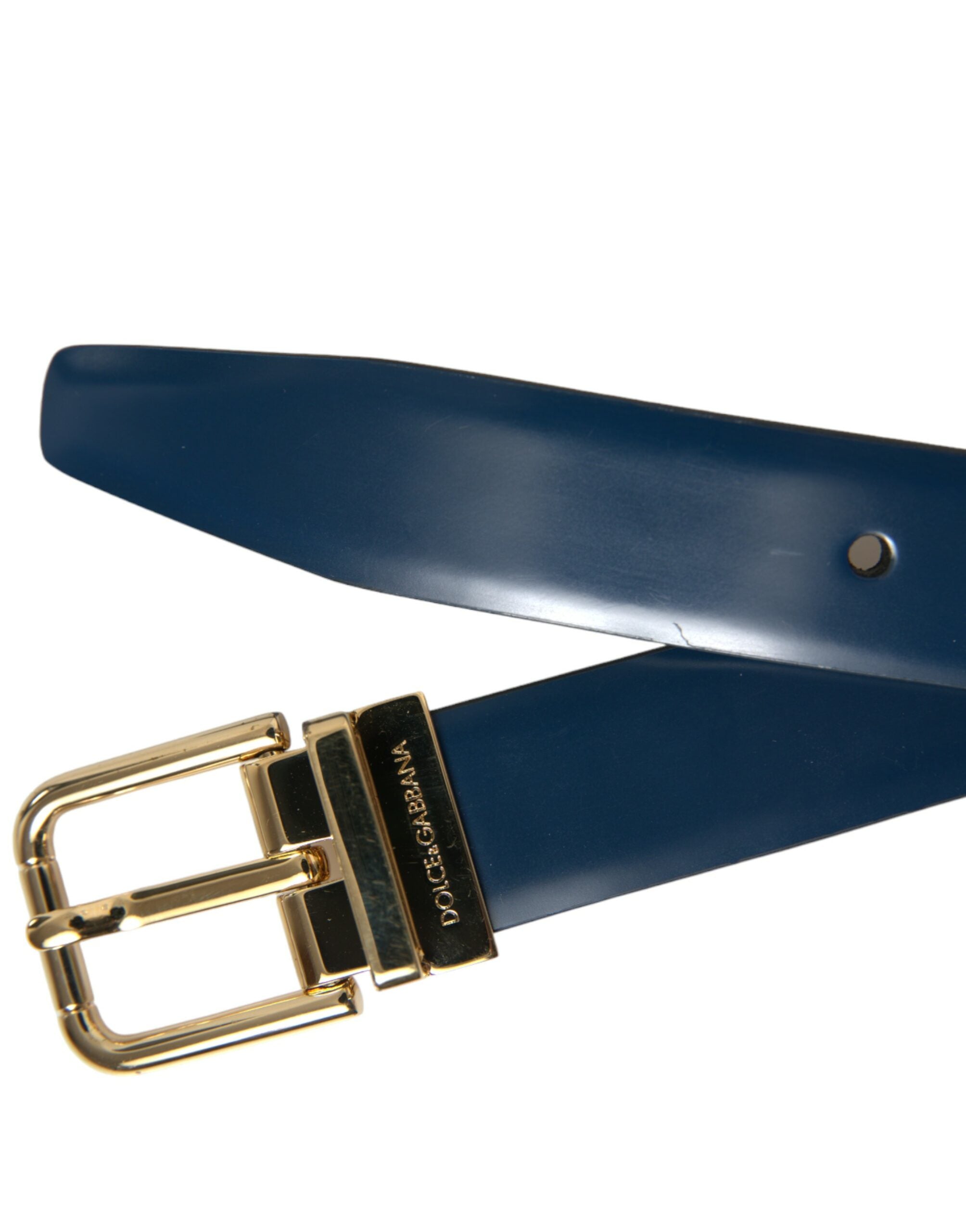 Dolce & Gabbana Elegant Blue Leather Belt with Metal Buckle - Luksusmuotia Dolce & Gabbana - Tutustu YVES JAVANNI® 