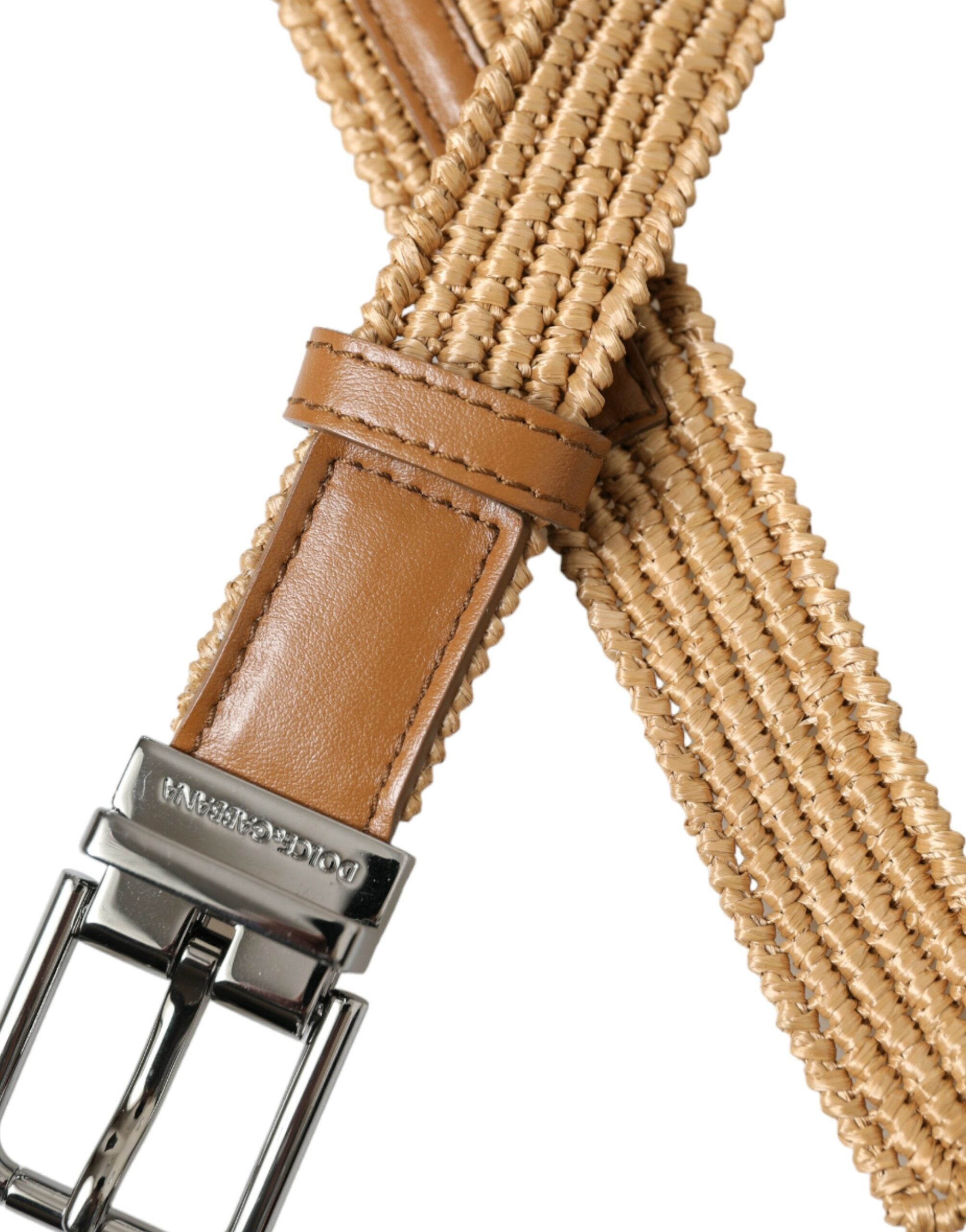 Dolce & Gabbana Elegant Beige Woven Leather Belt - Luksusmuotia Dolce & Gabbana - Tutustu YVES JAVANNI® 