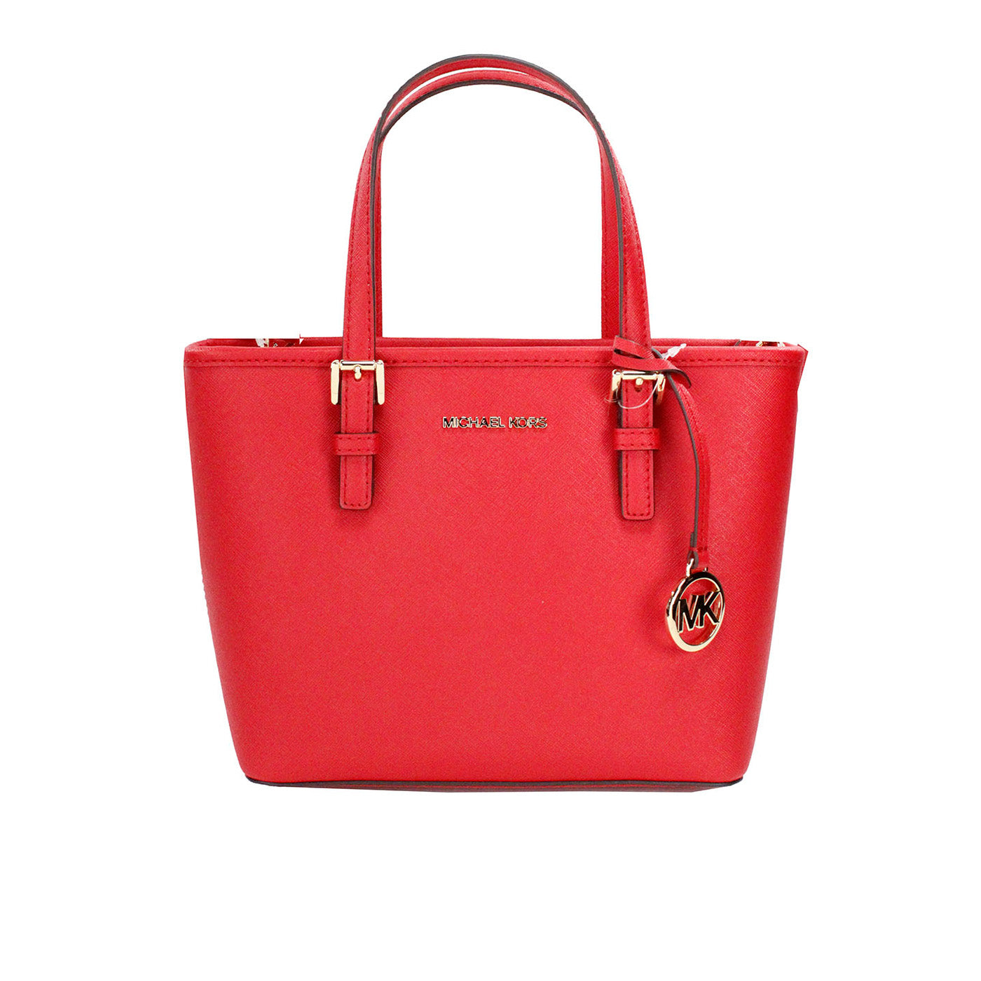 Michael Kors Jet Set Bright Red Leather XS Carryall Top Zip Tote Bag Purse - Luksusmuotia Michael Kors - Tutustu YVES JAVANNI® 